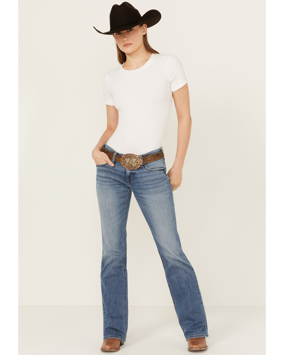 Women's Ariat Allison Medium Wash Mid Rise Bootcut Stretch Denim Jeans