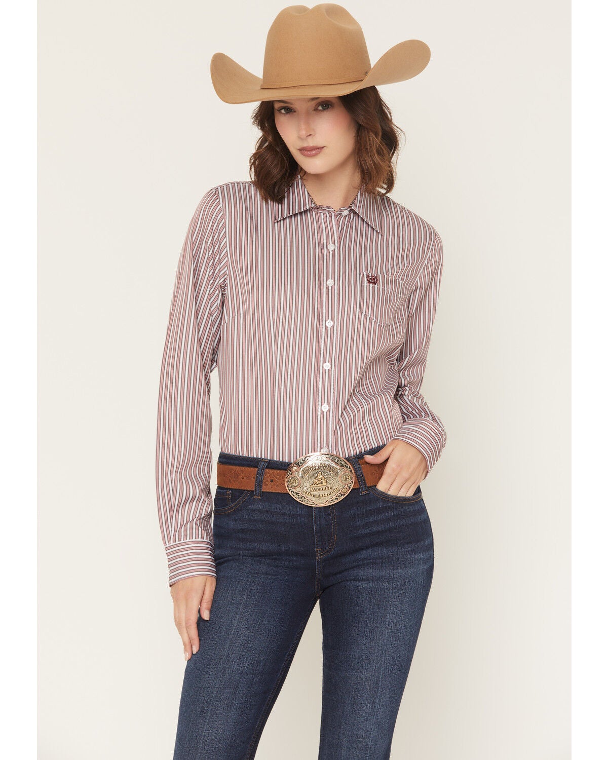 Women's Cinch Striped Long Sleeve Button-Down Western Shirt