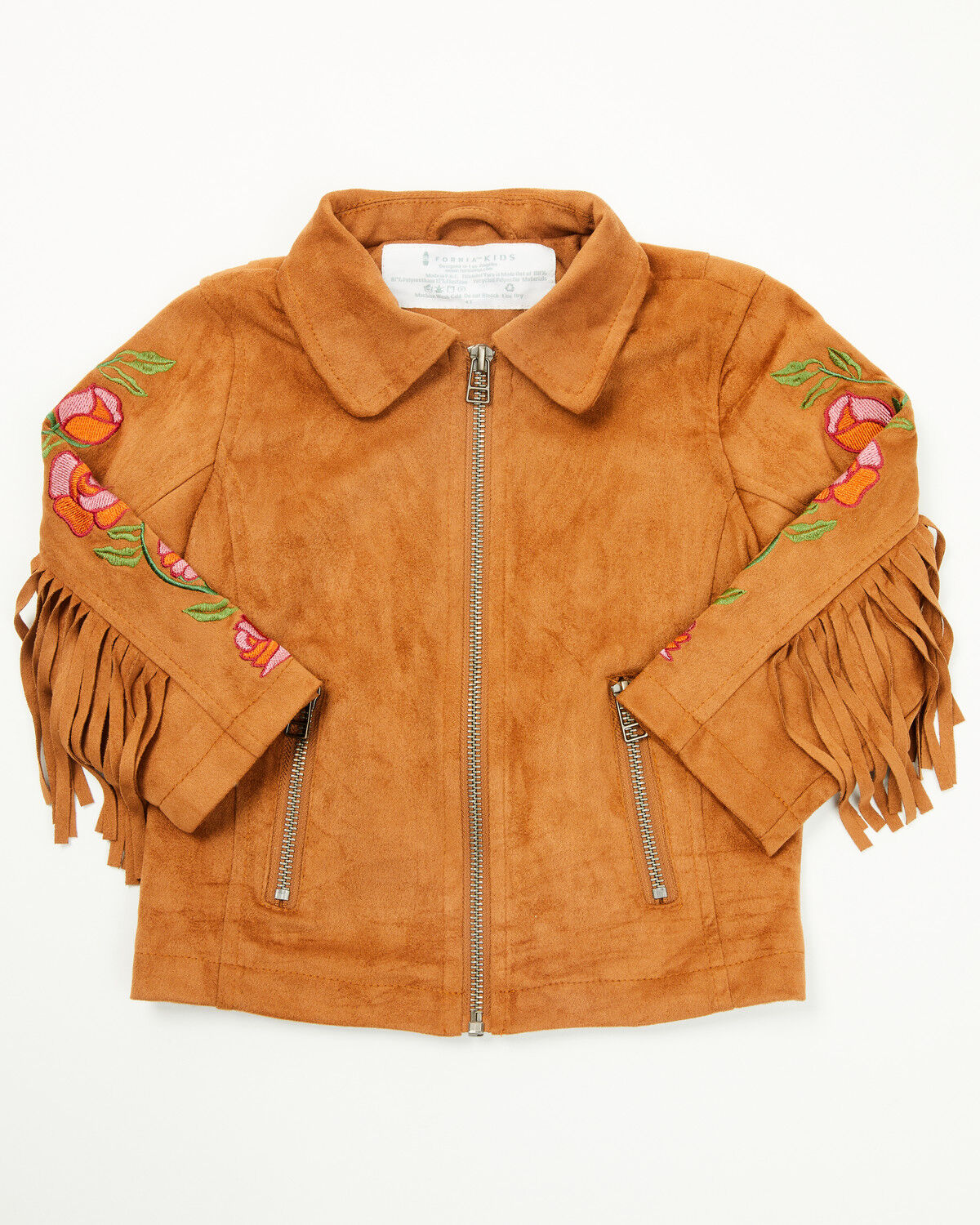 Girls' Fornia Toddler Floral Embroidered Fringe Jacket