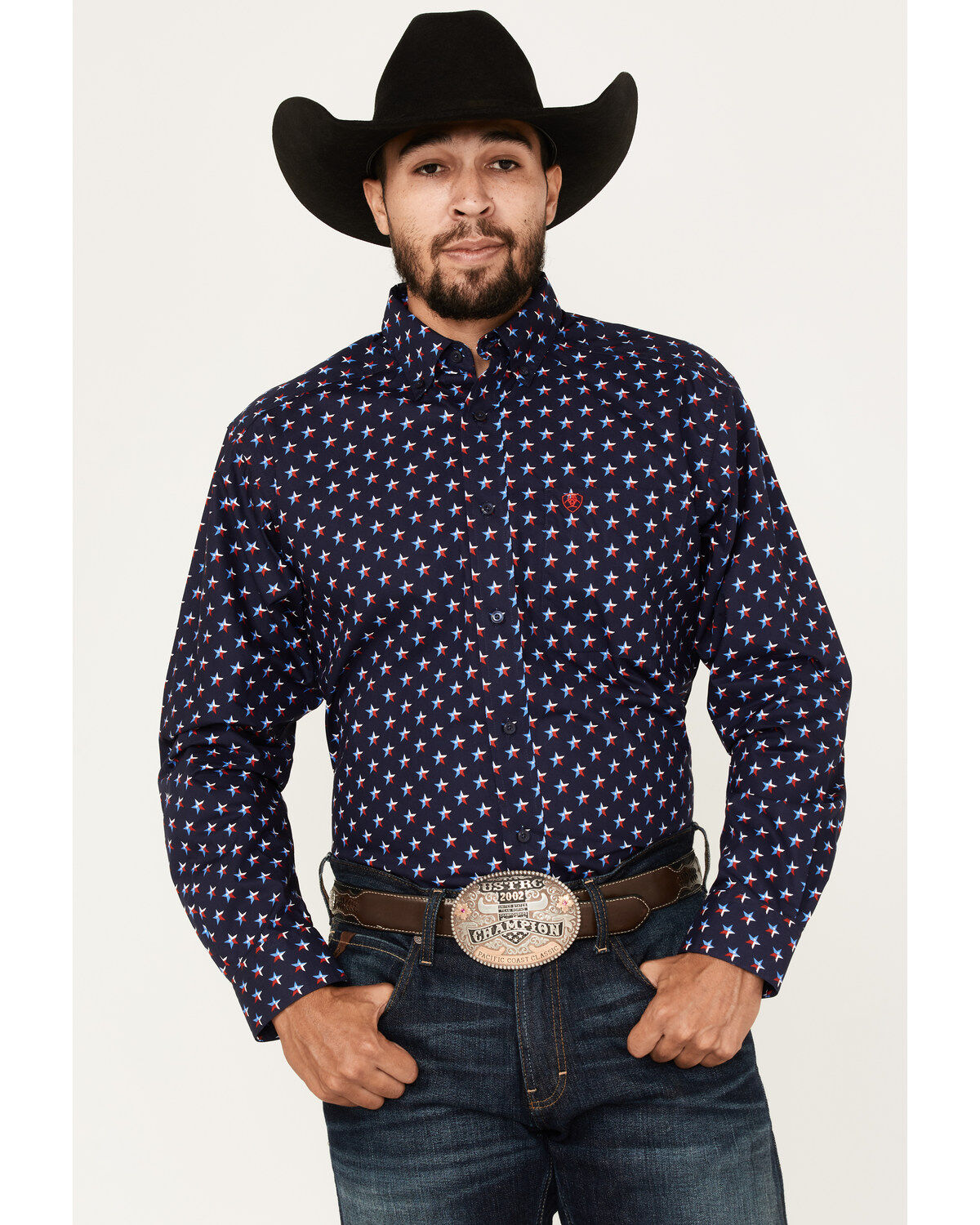Men's Ariat Nossen Texas Star Print Button-Down Western Shirt