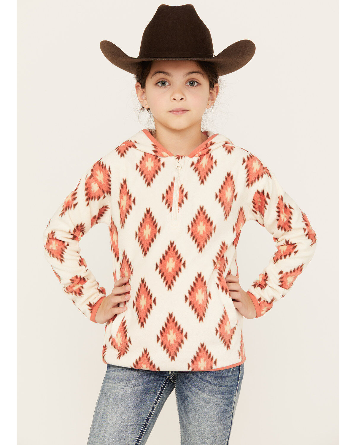 Girls' Shyanne Southwestern Printed Polar Fleece Hooded Pullover