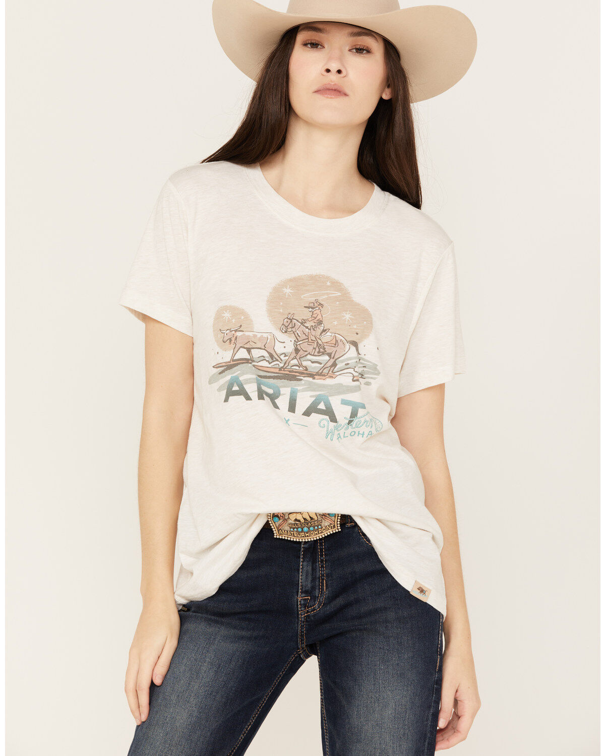 Women's Ariat Boot Barn Exclusive Surfin' Longhorn Aloha Short Sleeve