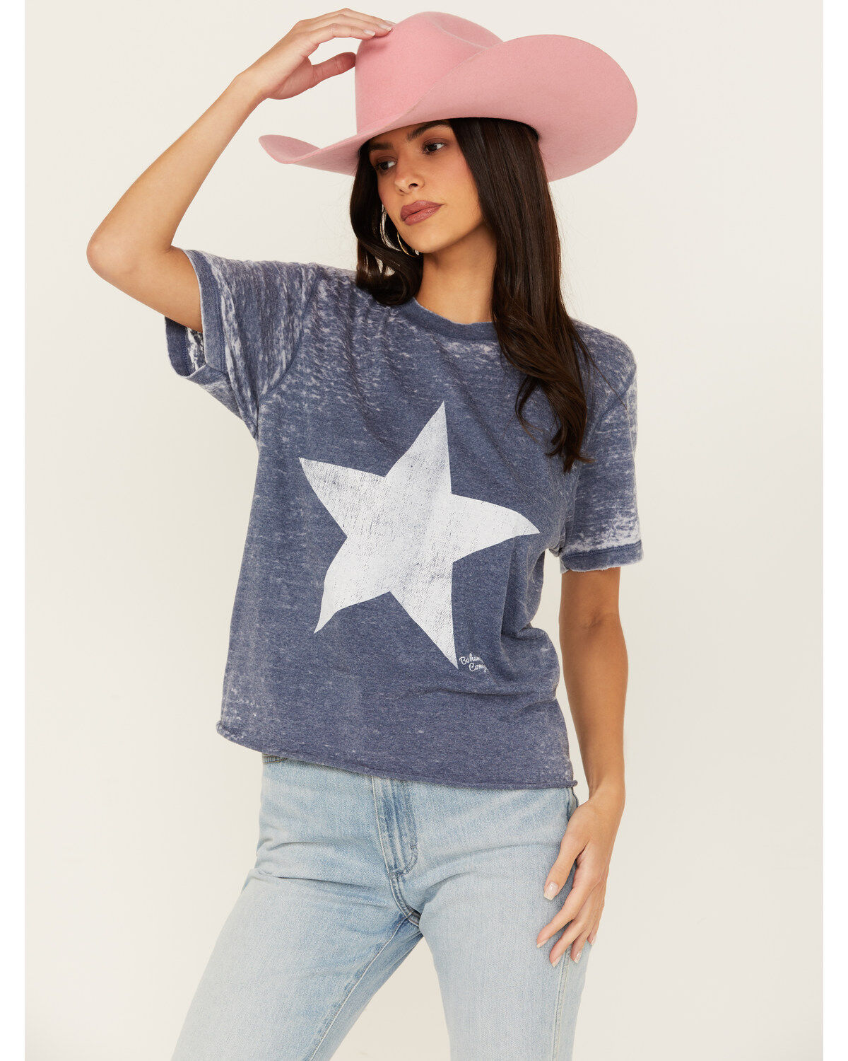 Women's Bohemian Cowgirl Burnout Star Short Sleeve Graphic Tee