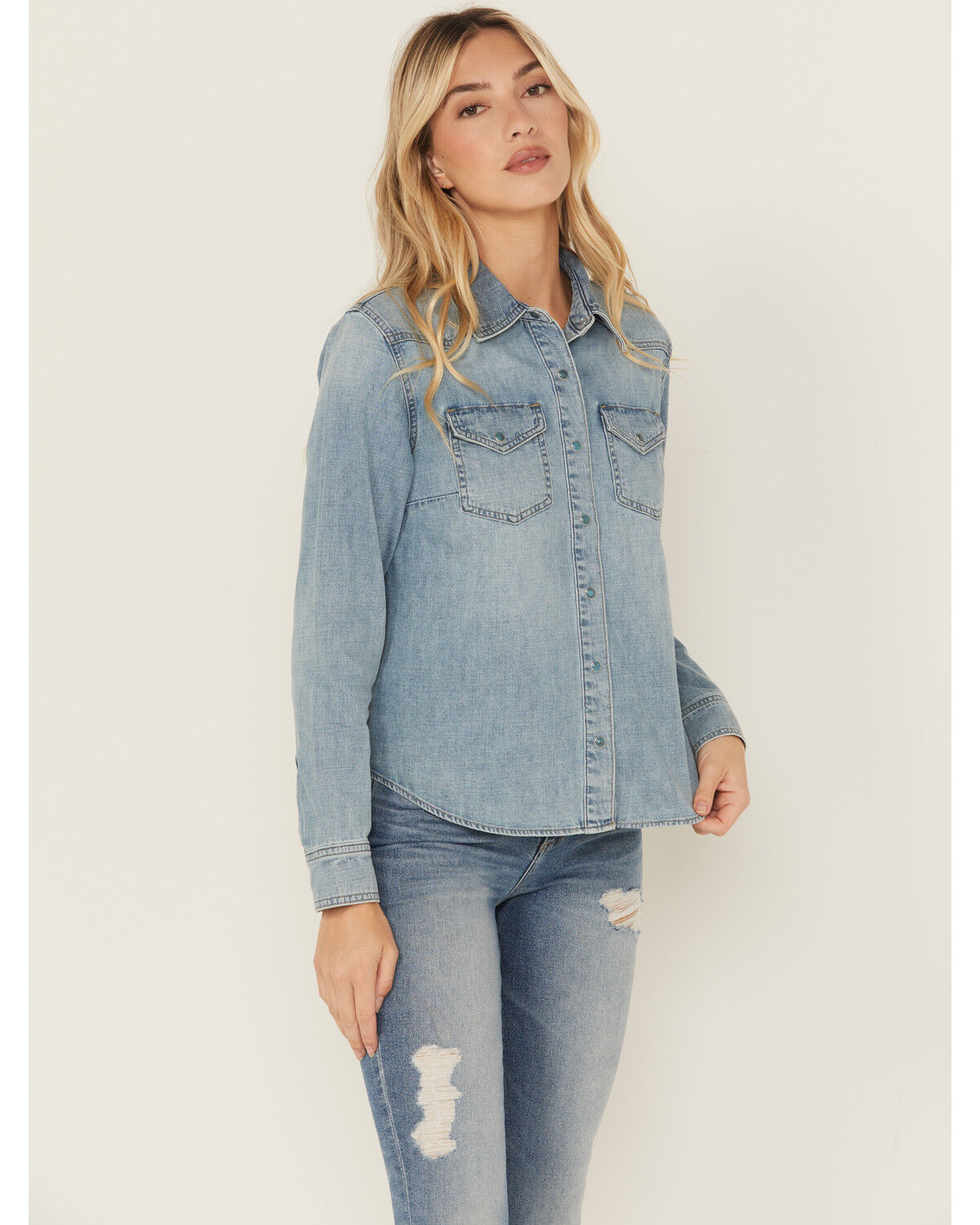 Women's Idyllwind Medium Wash Long Sleeve Snap Denim Shirt