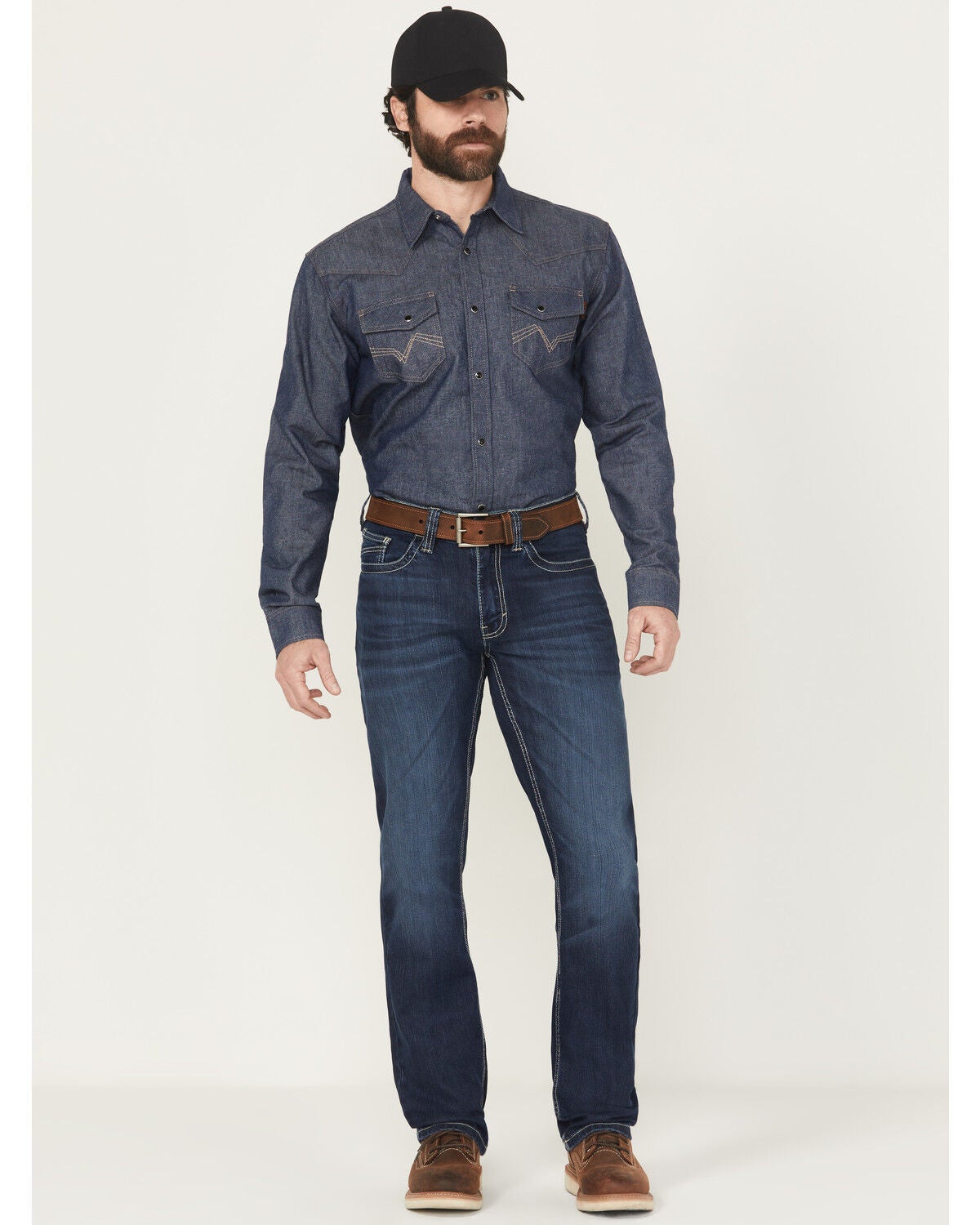 Men's Cody James FR Medium Wash Slim Straight Stretch Denim Work Jeans