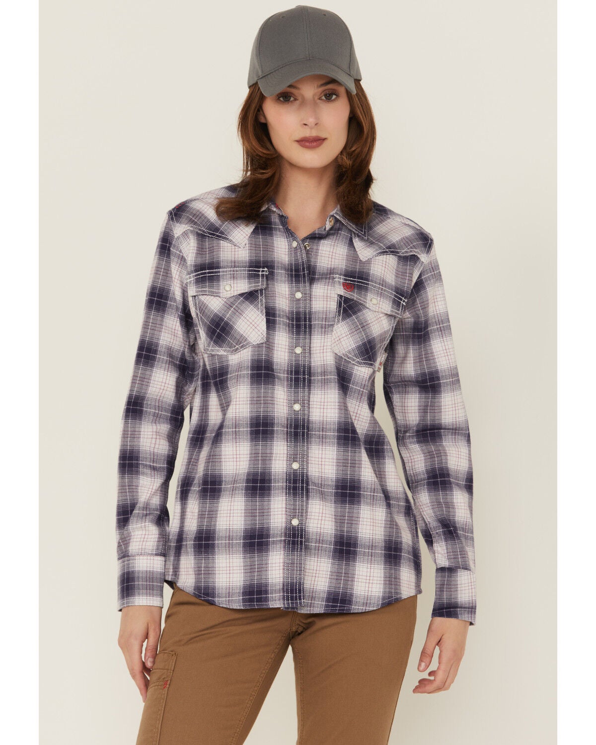 Women's Ariat FR Heritage Plaid Print Long Sleeve Snap Work Shirt