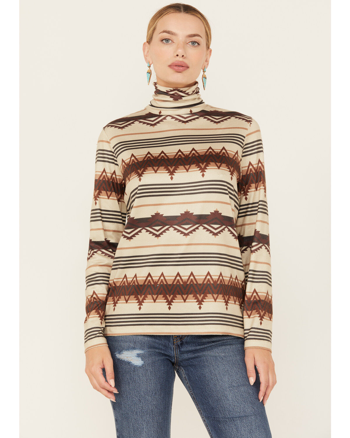 Women's Tasha Polizzi Zuri Southwestern Print Long Sleeve Turtleneck T