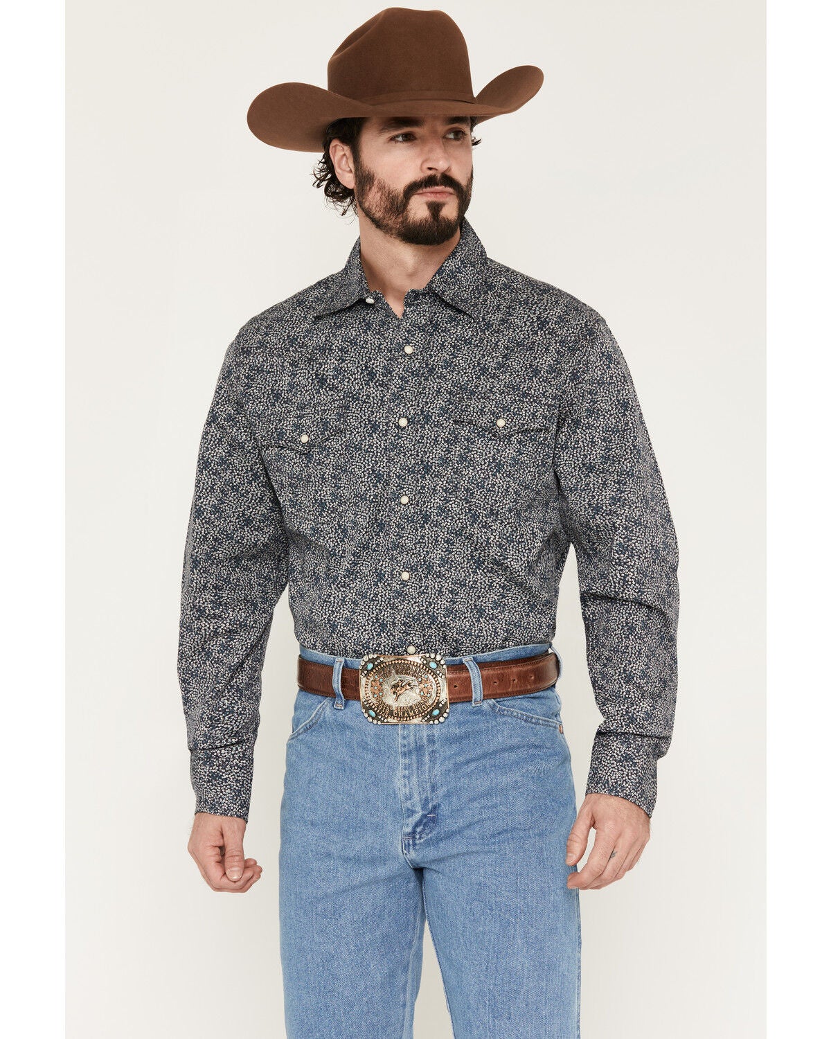 Men's Wrangler Retro Floral Print Long Sleeve Snap Western Shirt