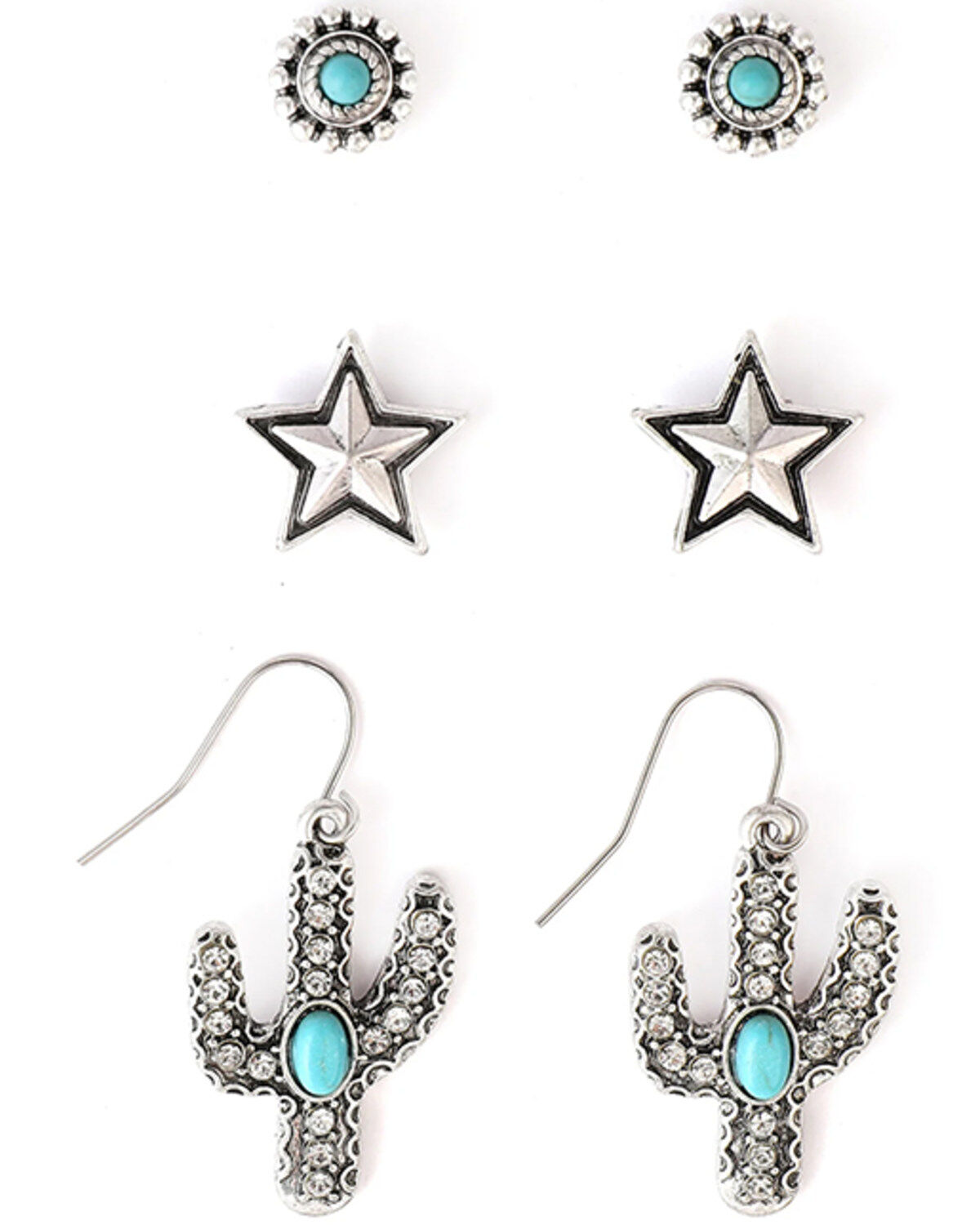 Women's Cowgirl Confetti Beauty Blooms Earring Set - 3 Piece
