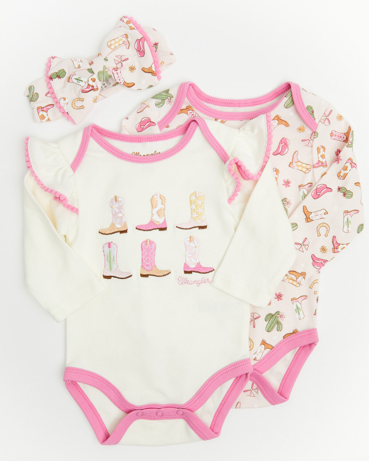 Girls' Wrangler Infant Cowgirl Boots Onesie Set - 3 Piece