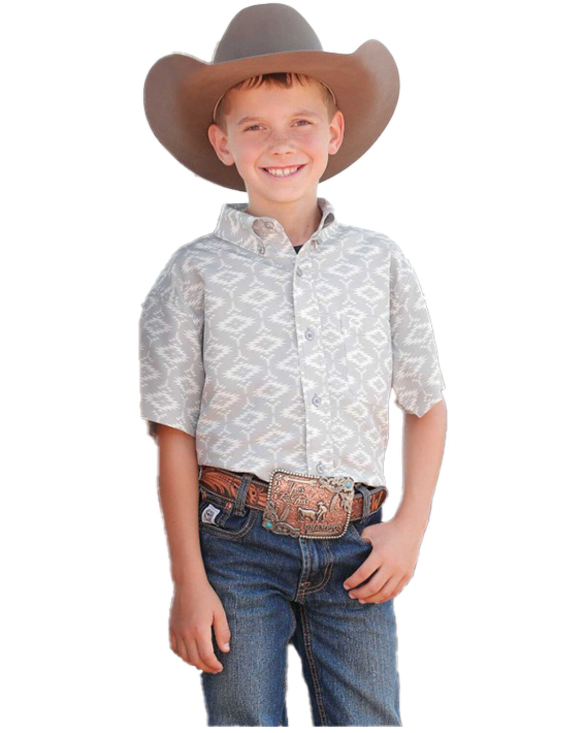 Boys' Cinch ARENAFLEX Southwestern Print Long Sleeve Button-Down Perf