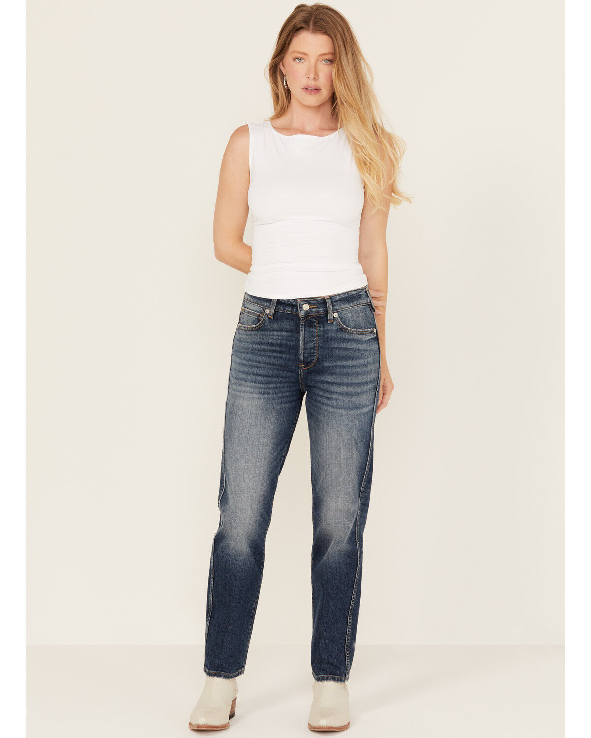 Women's Ariat Bridle Dark Wash High Rise Slim Straight Stretch Denim J