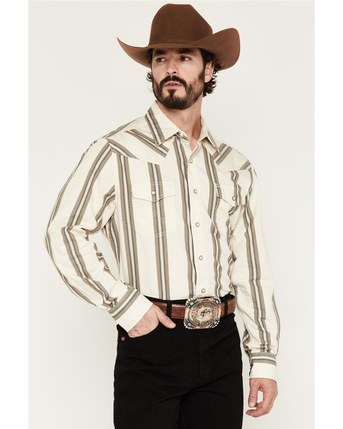 Men's Wrangler Retro Premium Striped Long Sleeve Snap Western Shirt -