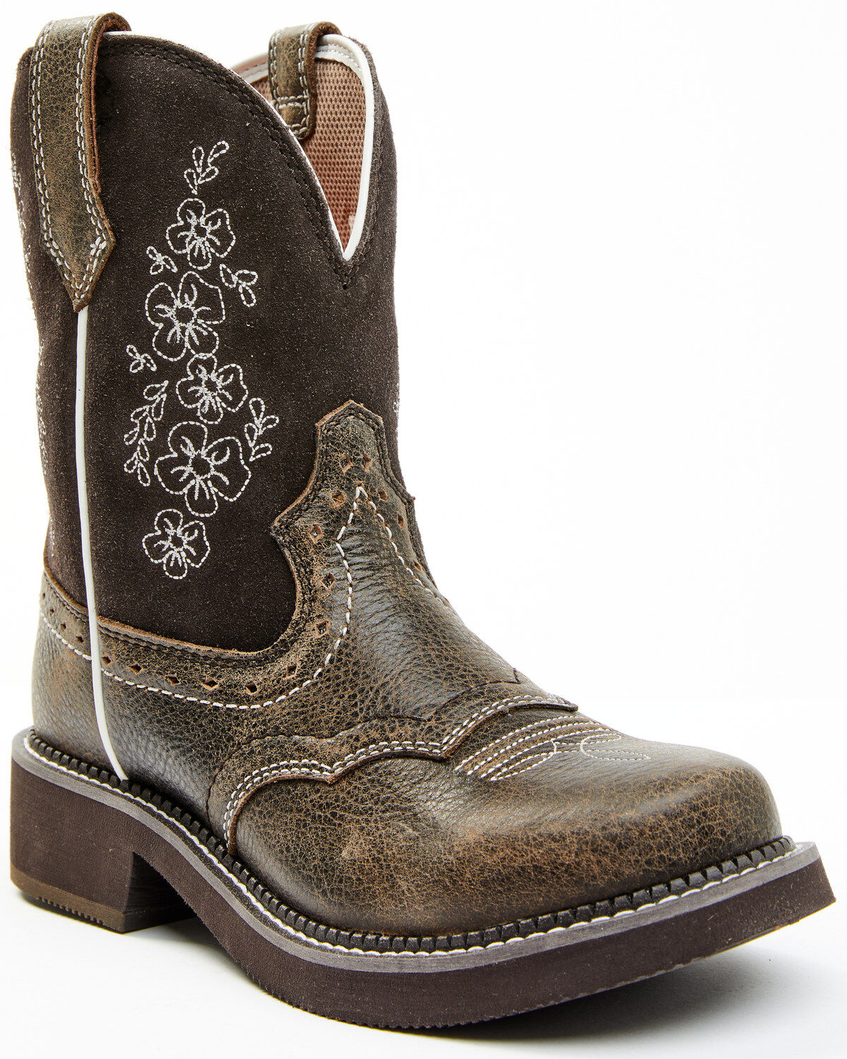 Women's Shyanne Adalia Floral Stitched Shaft Leather Western Boots - W