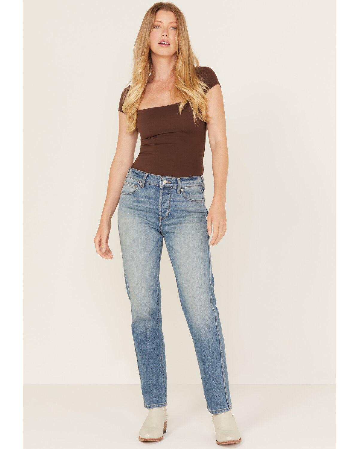 Women's Ariat Bridle Medium Wash High Rise Slim Straight Stretch Denim