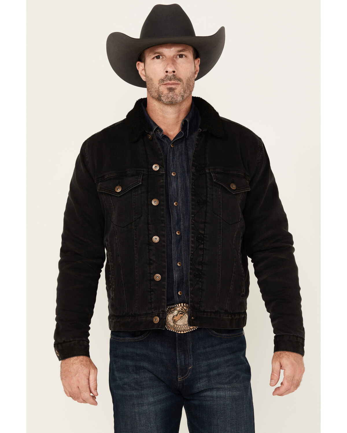 Men's Cody James Outlaw Sherpa Lined Denim Trucker Jacket