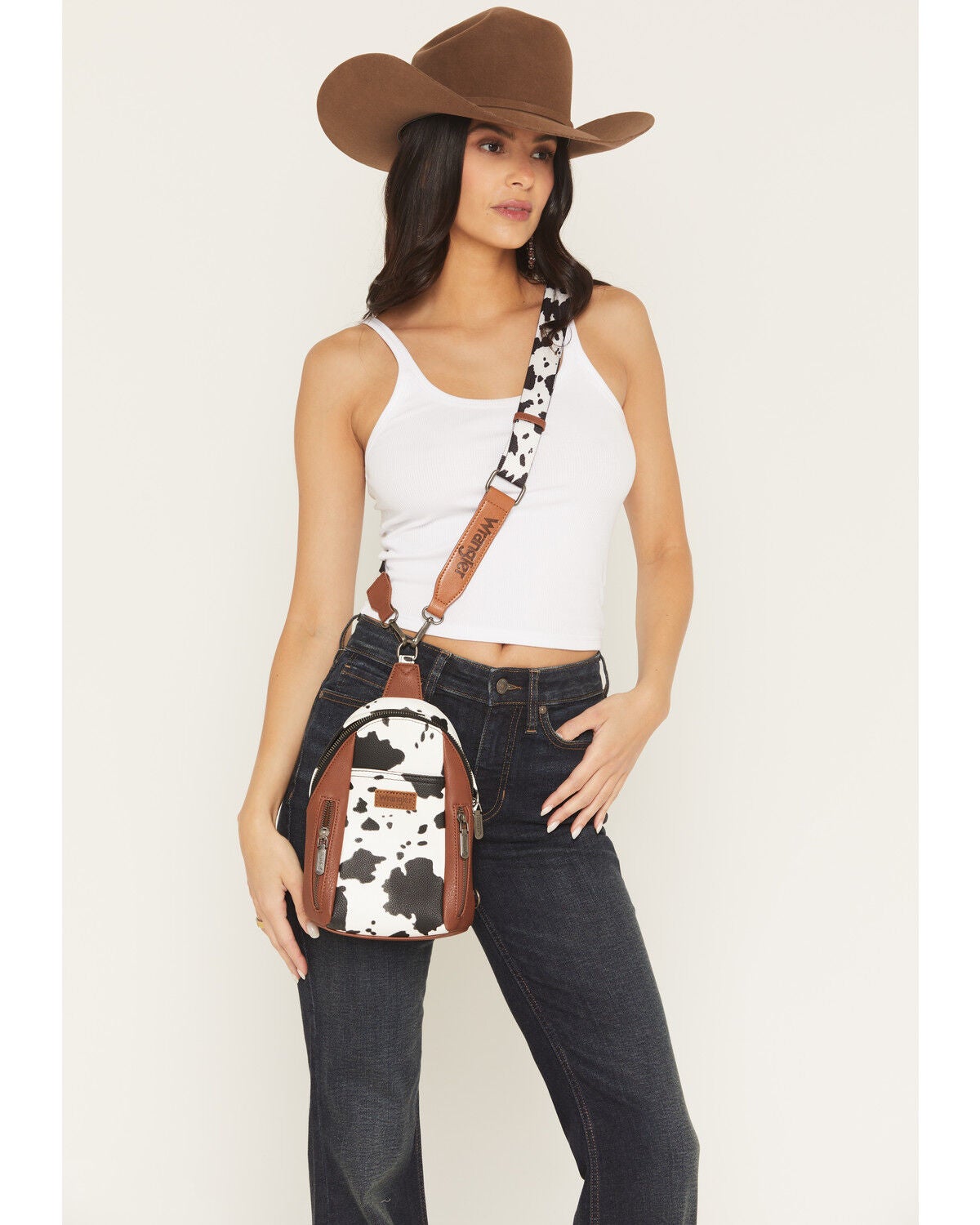 Women's Wrangler Boot Barn Exclusive Daisy Cow Print Sling Bag
