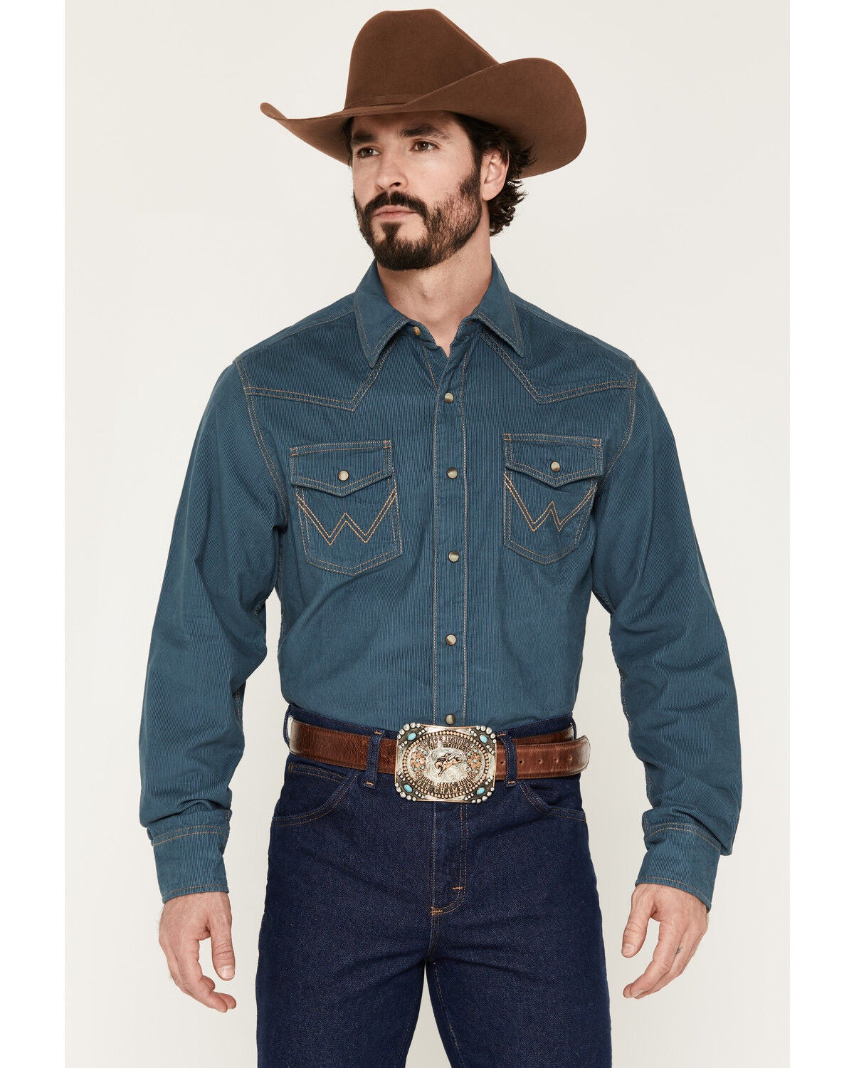 Men's Wrangler Retro Corduroy Solid Long Sleeve Snap Western Shirt