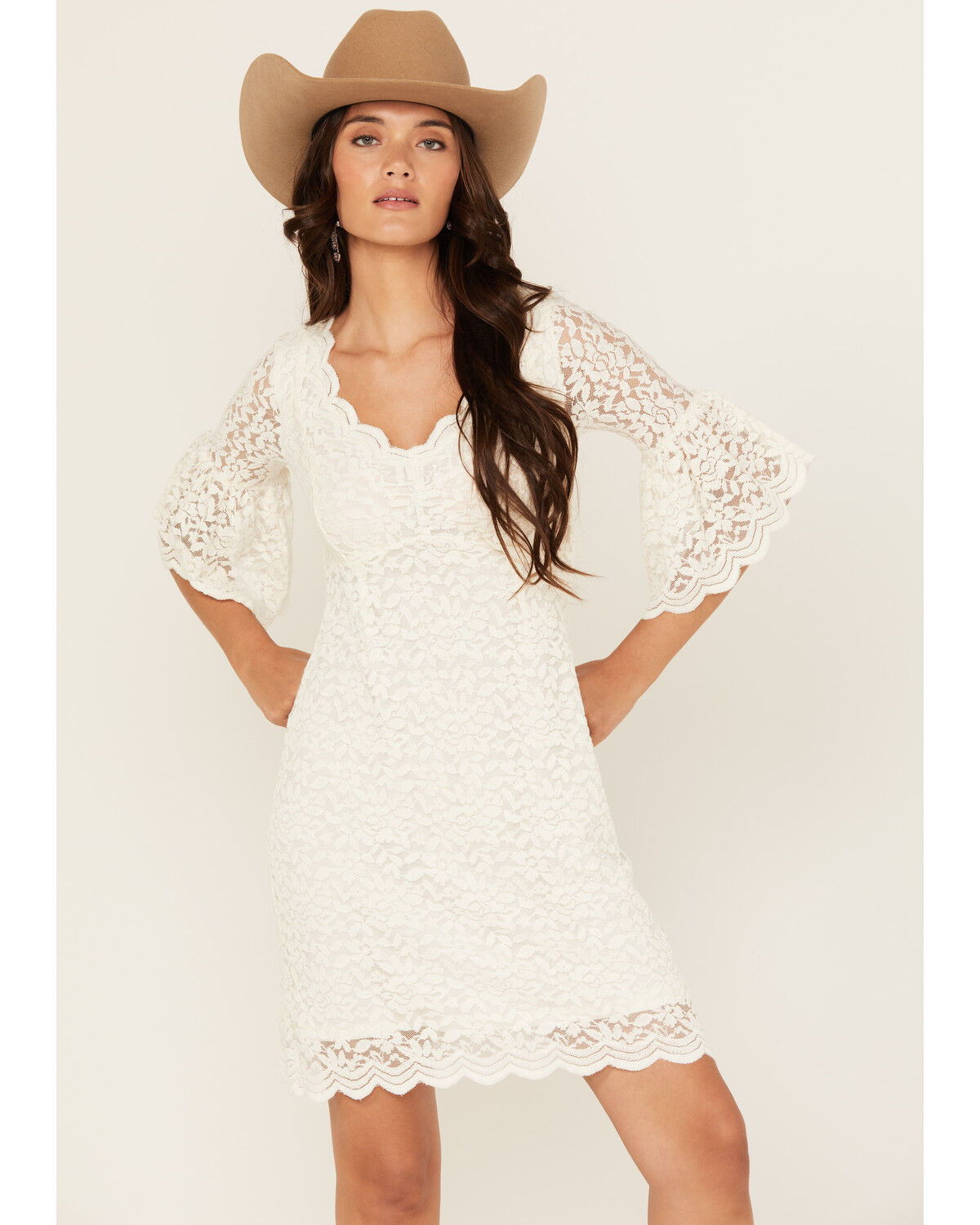 Women's Shyanne Lace Bell Sleeve Mini Dress