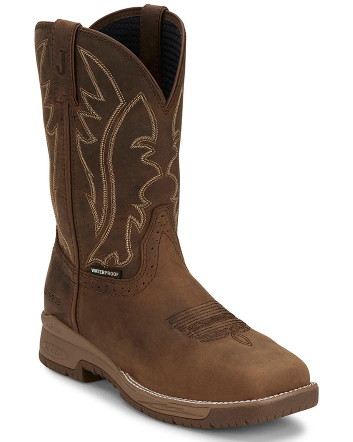Men's Justin 11" Nitread Pull-On Waterproof Work Boots -Nano Composite