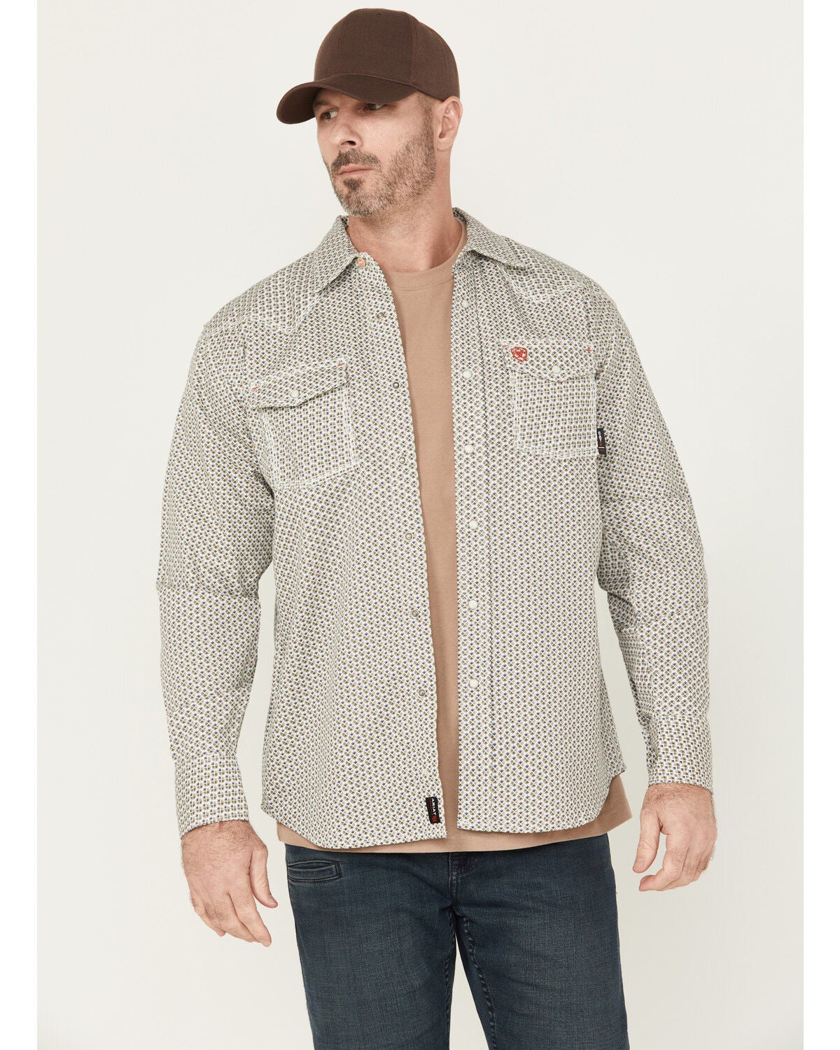 Men's Ariat Rebar FR Venice Printed Long Sleeve Snap Work Shirt - Big