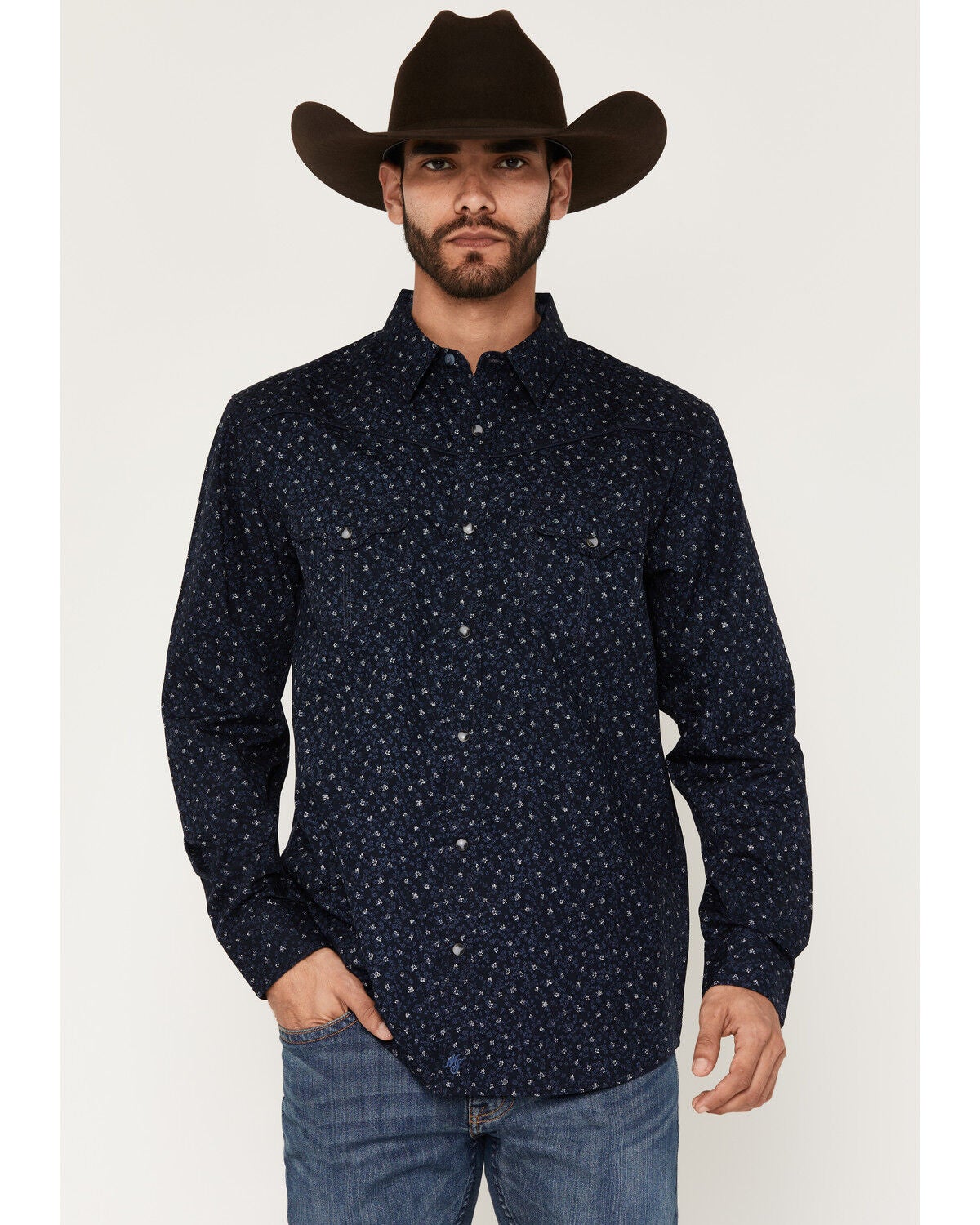 Men's Wrangler Moonshine Spirit Micro Floral Long Sleeve Snap Western