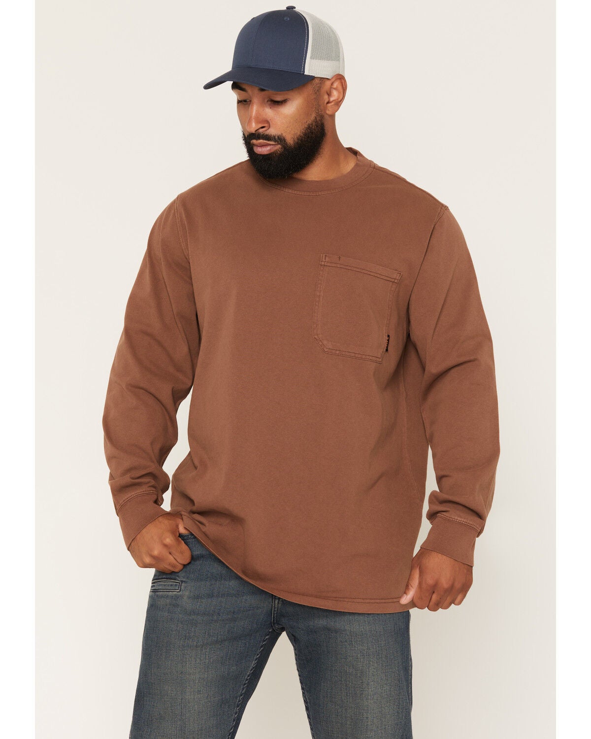 Men's Hawx Forge Solid Long Sleeve Pocket Work T-Shirt