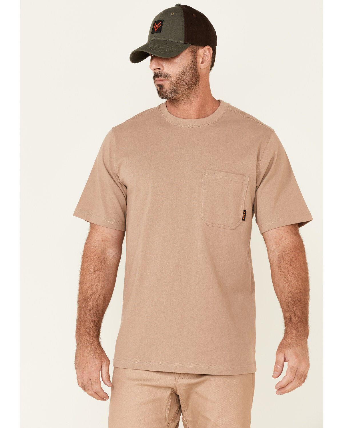 Men's Hawx Solid Natural Forge Short Sleeve Work Pocket T-Shirt - Tall