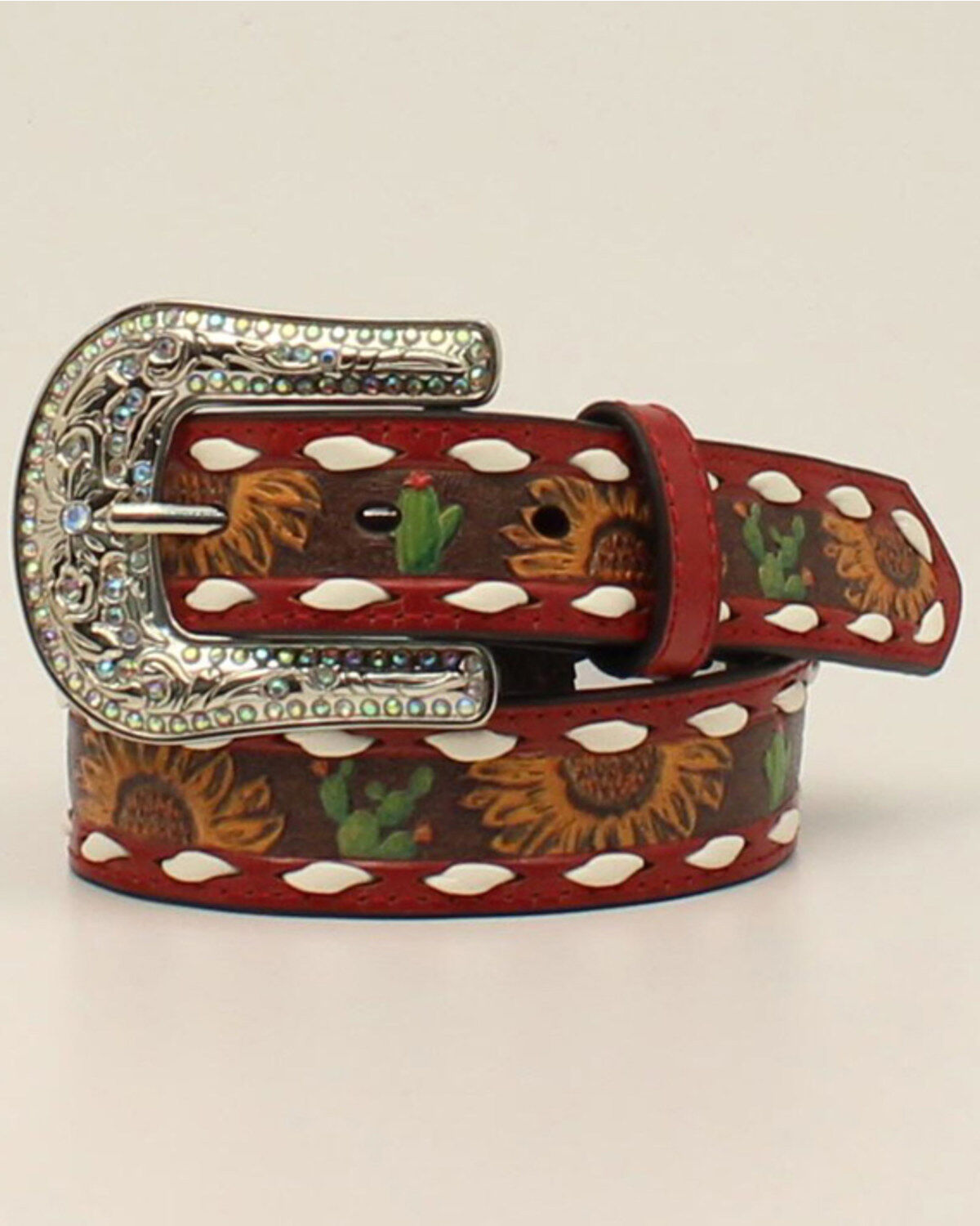 Girls' Angel Ranch Sunflower Cactus Tooled Belt
