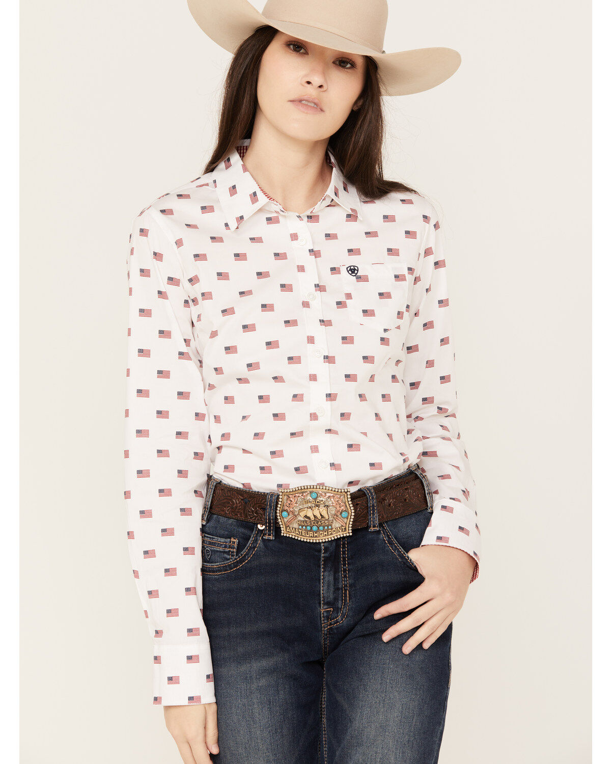 Women's Ariat Kirby USA Print Button Down Long Sleeve Stretch Western