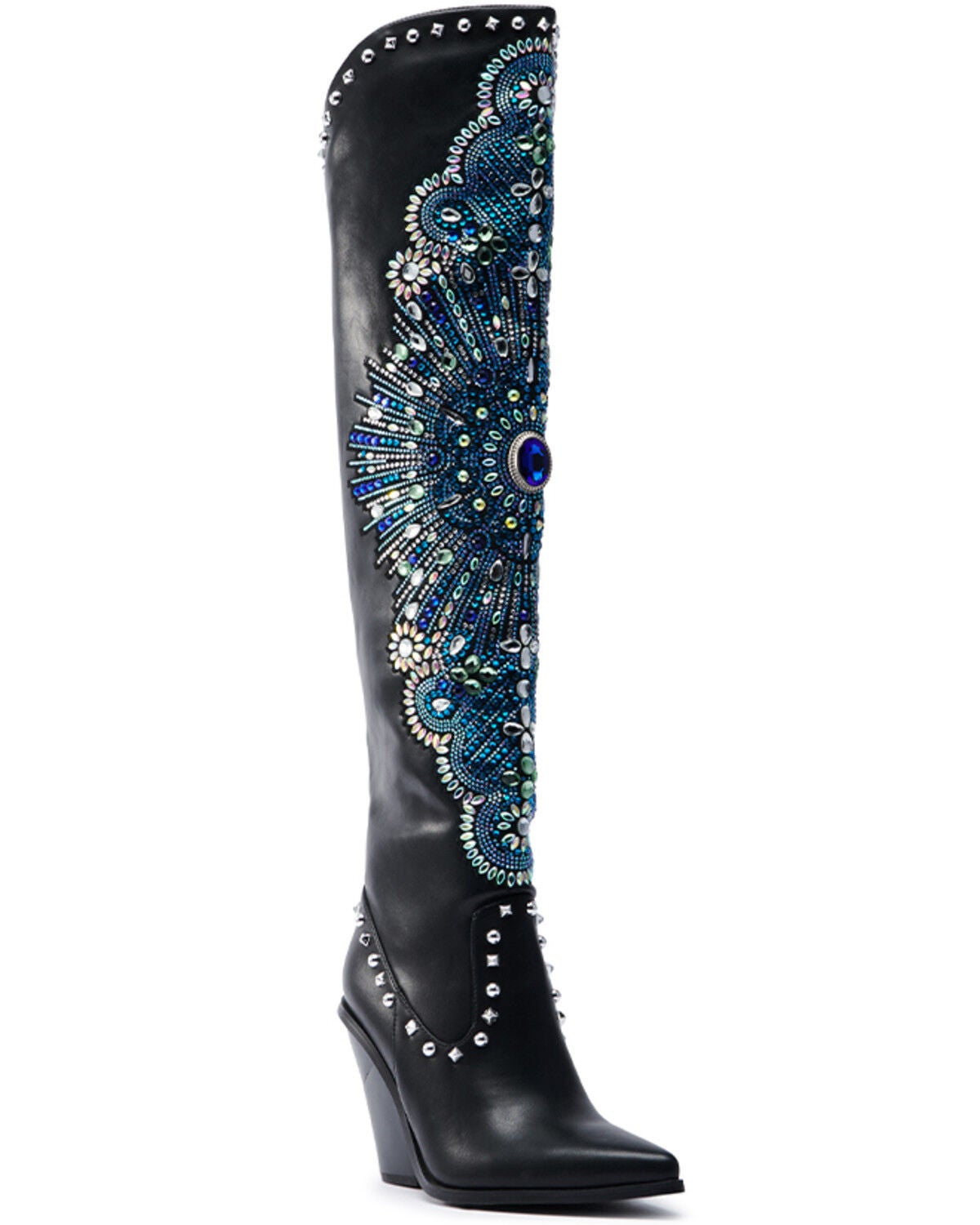 Women's Azalea Wang Axelbeat Thigh-High Embellished Western Boots - Ro