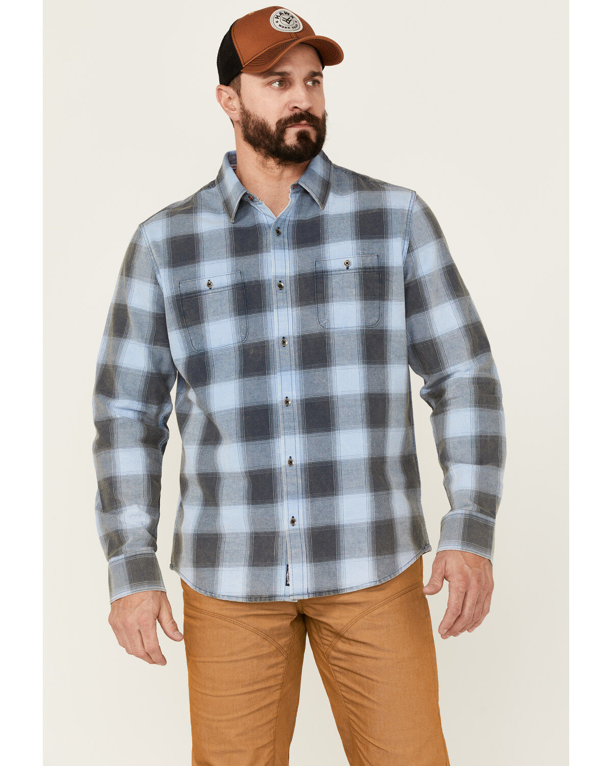 Men's Flag & Anthem Vail Vintage Large Plaid Print Long Sleeve Button