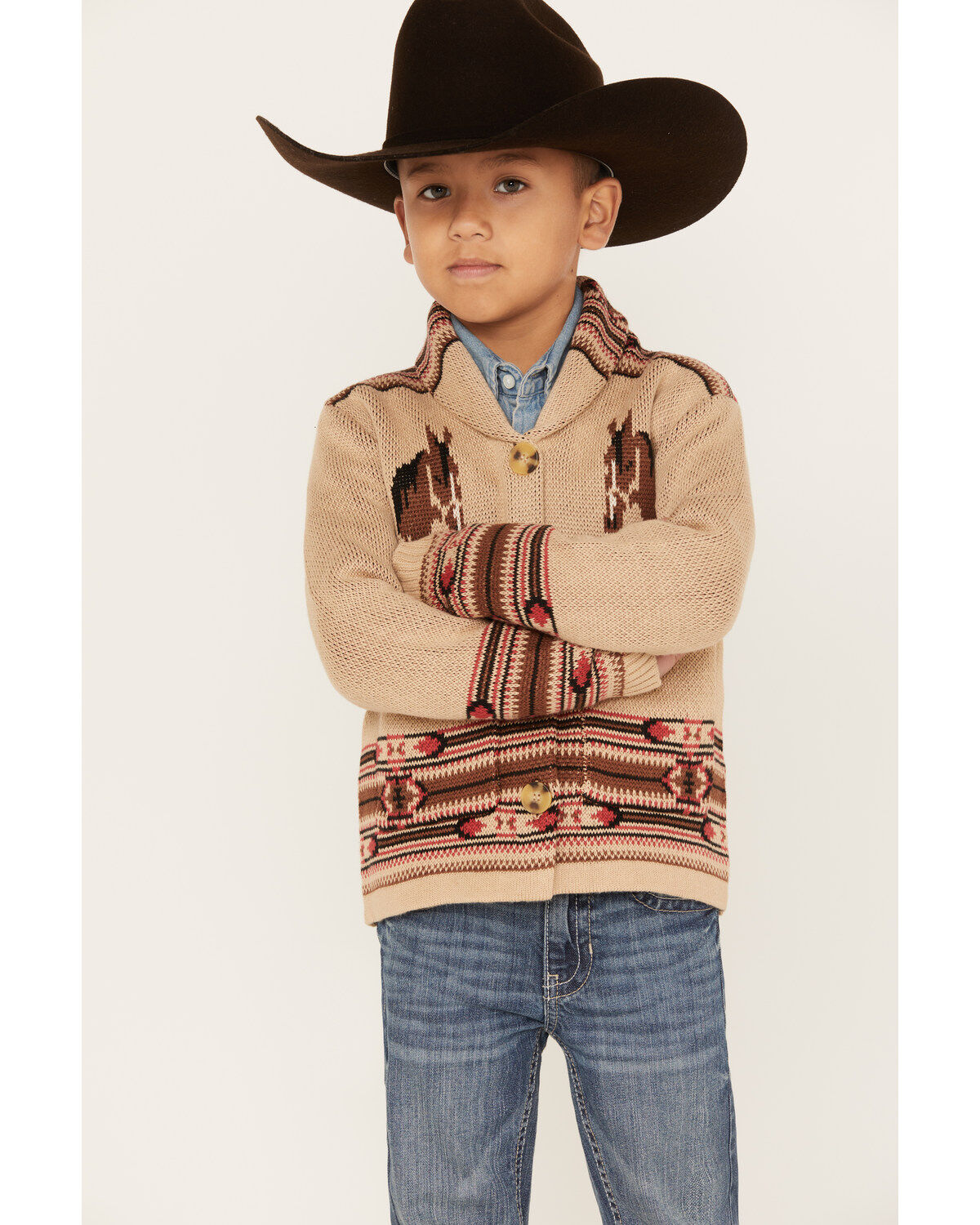 Boys' Cotton & Rye Horse Graphic Button-Down Cardigan