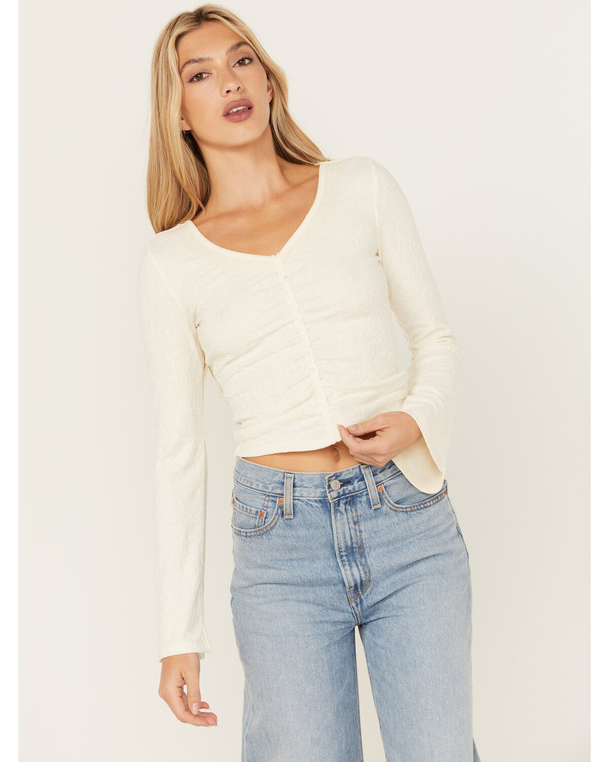 Women's Shyanne Lace Insert Long Sleeve Top