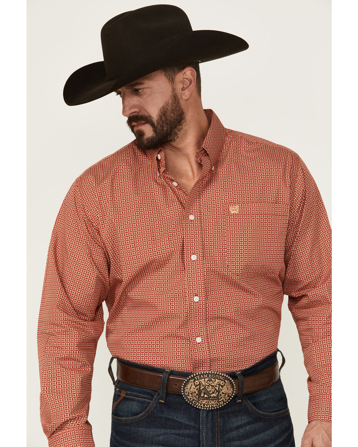 Men's Cinch Geo Print Long Sleeve Button-Down Western Shirt