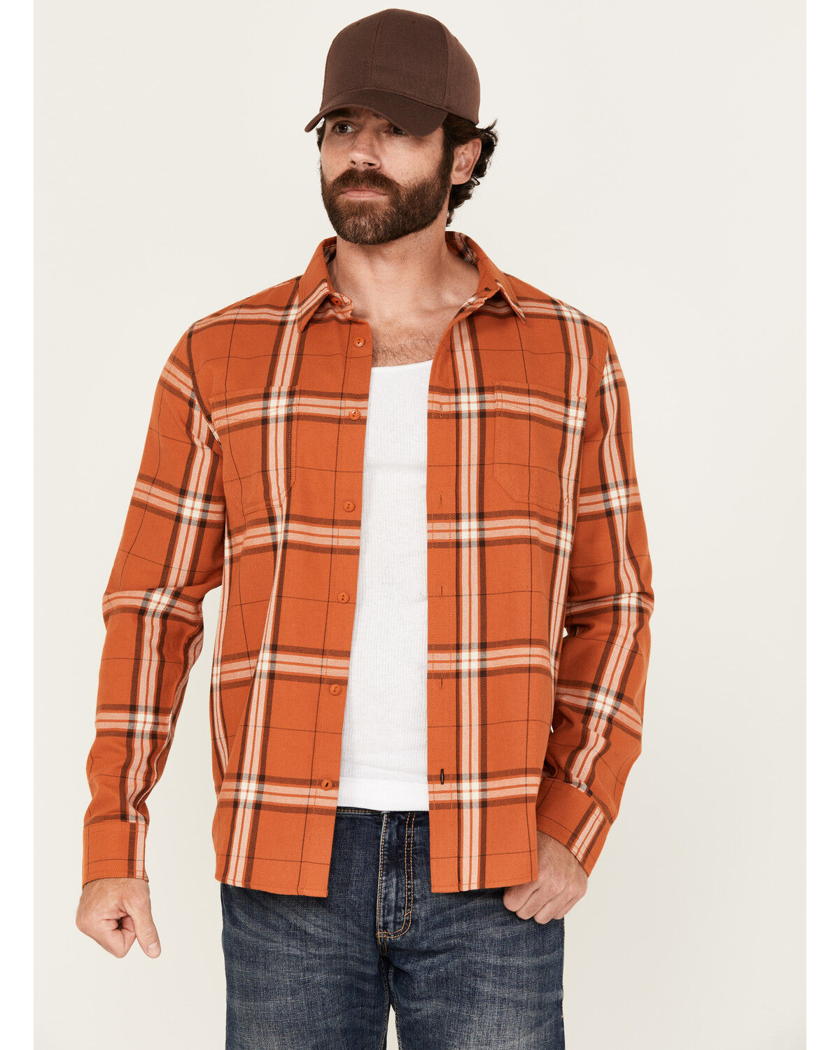 Men's Brothers and Sons Hatch Plaid Print Long Sleeve Button-Down Stre
