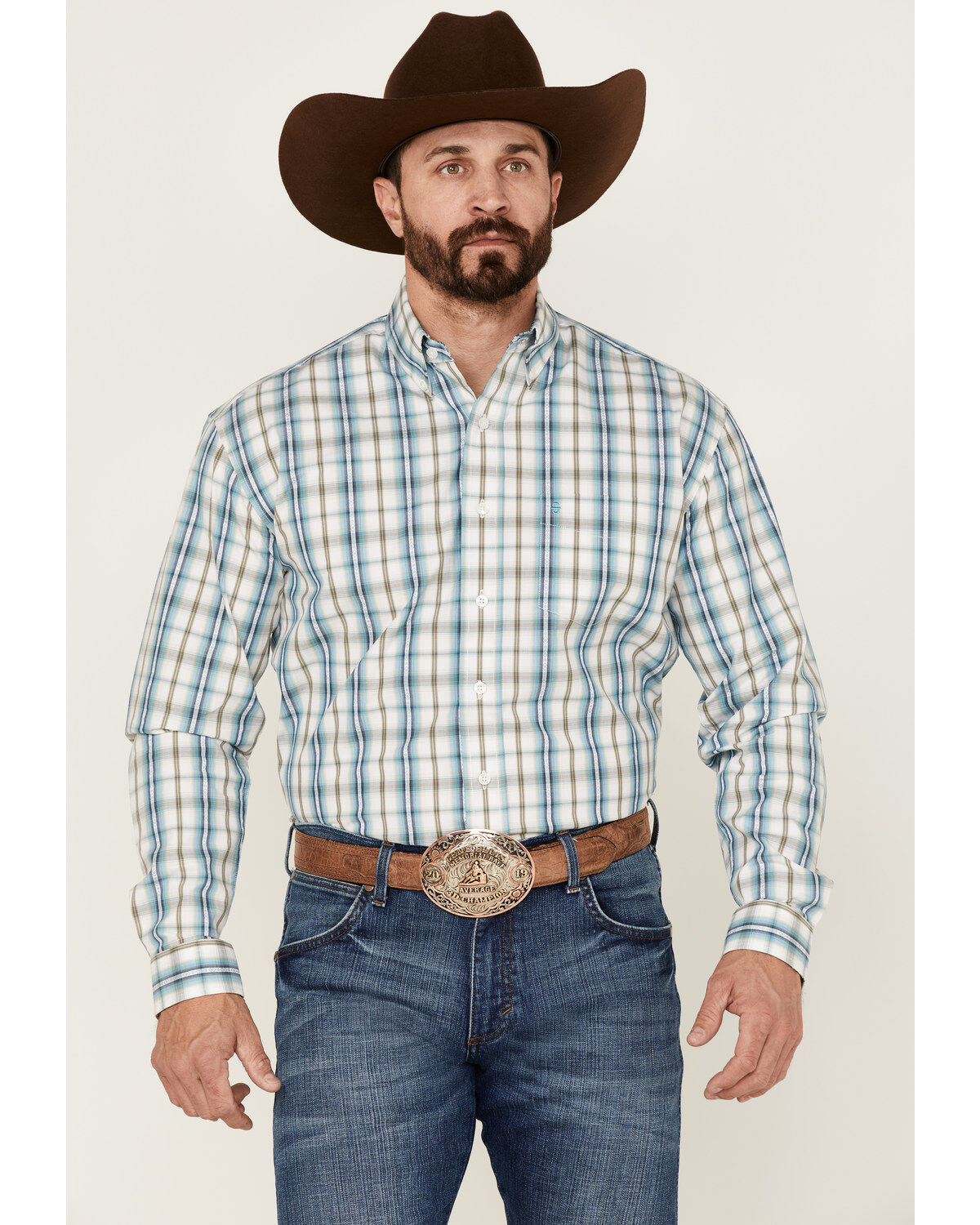 Men's Stetson Vintage Plaid Long Sleeve Button-Down Western Shirt