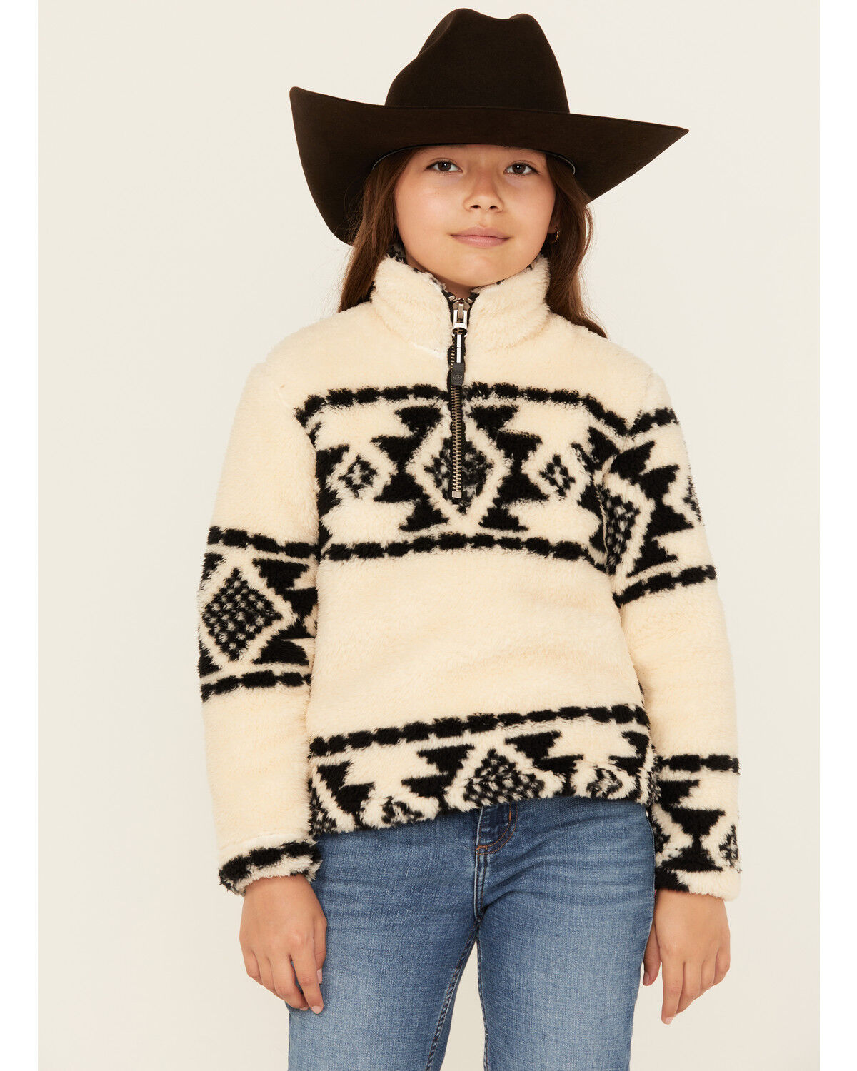 Girls' Roper Southwestern Print 1/4 Zip-Up Fleece Pullover