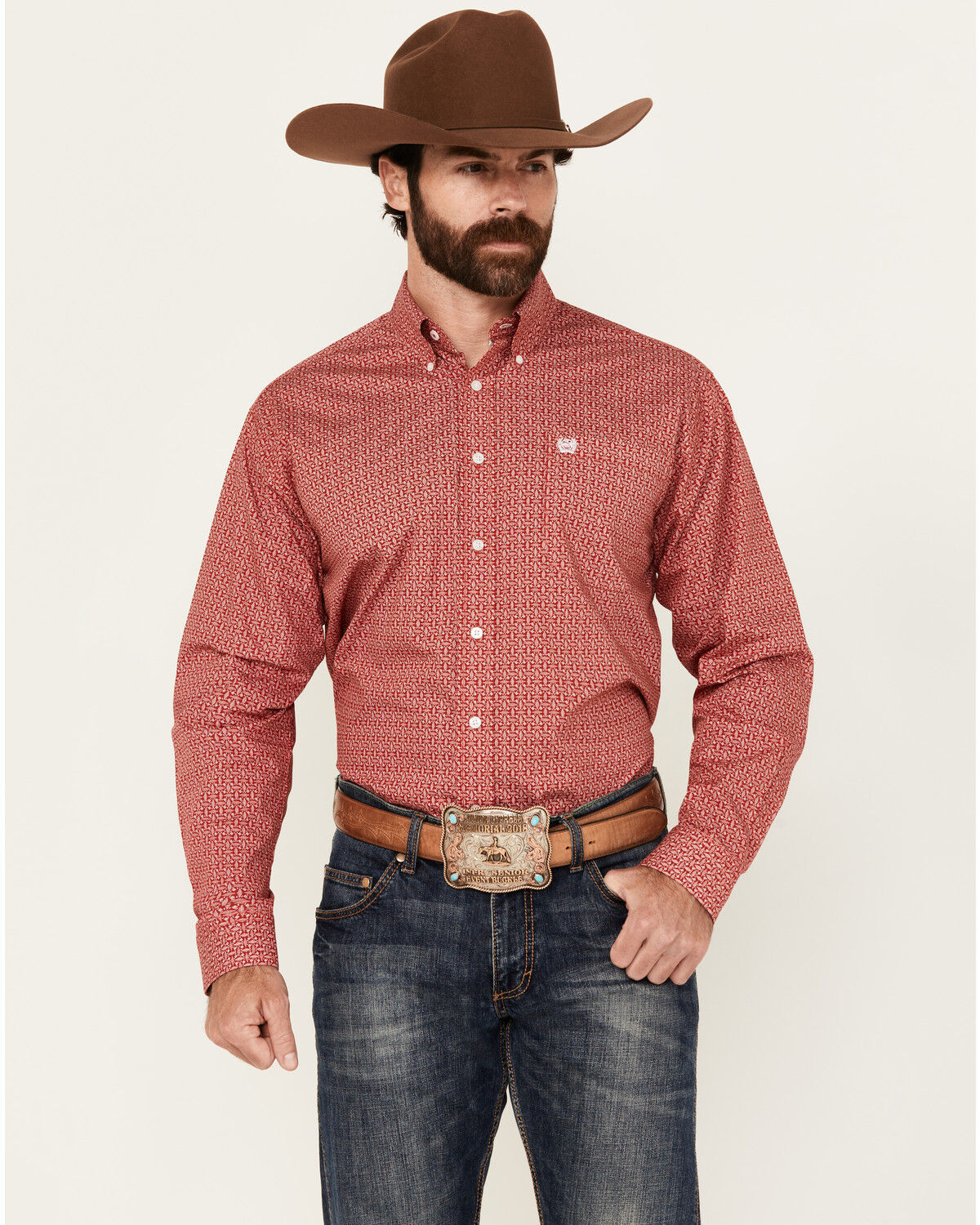Men's Cinch Geo Print Long Sleeve Button-Down Western Shirt