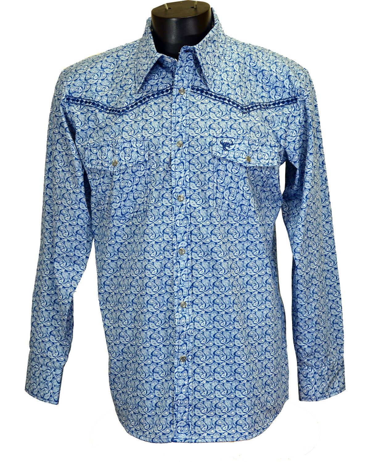 Men's Cowboy Hardware Paisley and Diamond Stitched Long Sleeve Shirt