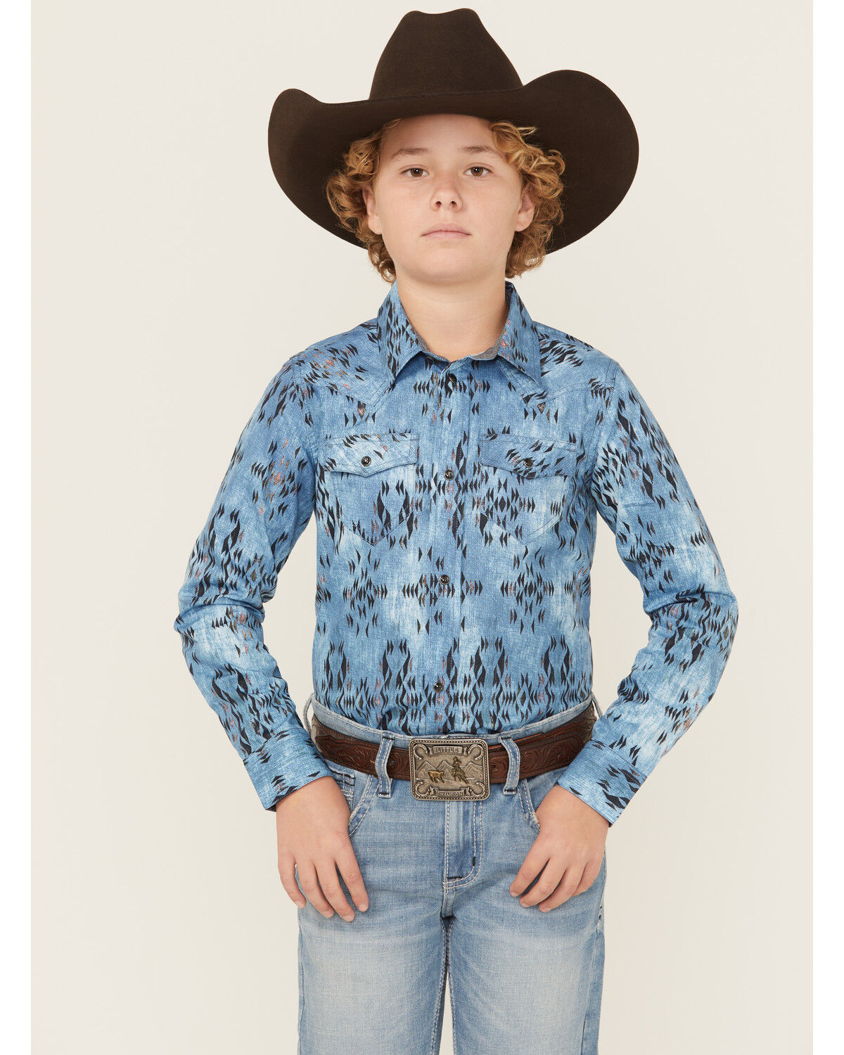 Boys' Cody James Maverick Southwestern Print Long Sleeve Snap Western