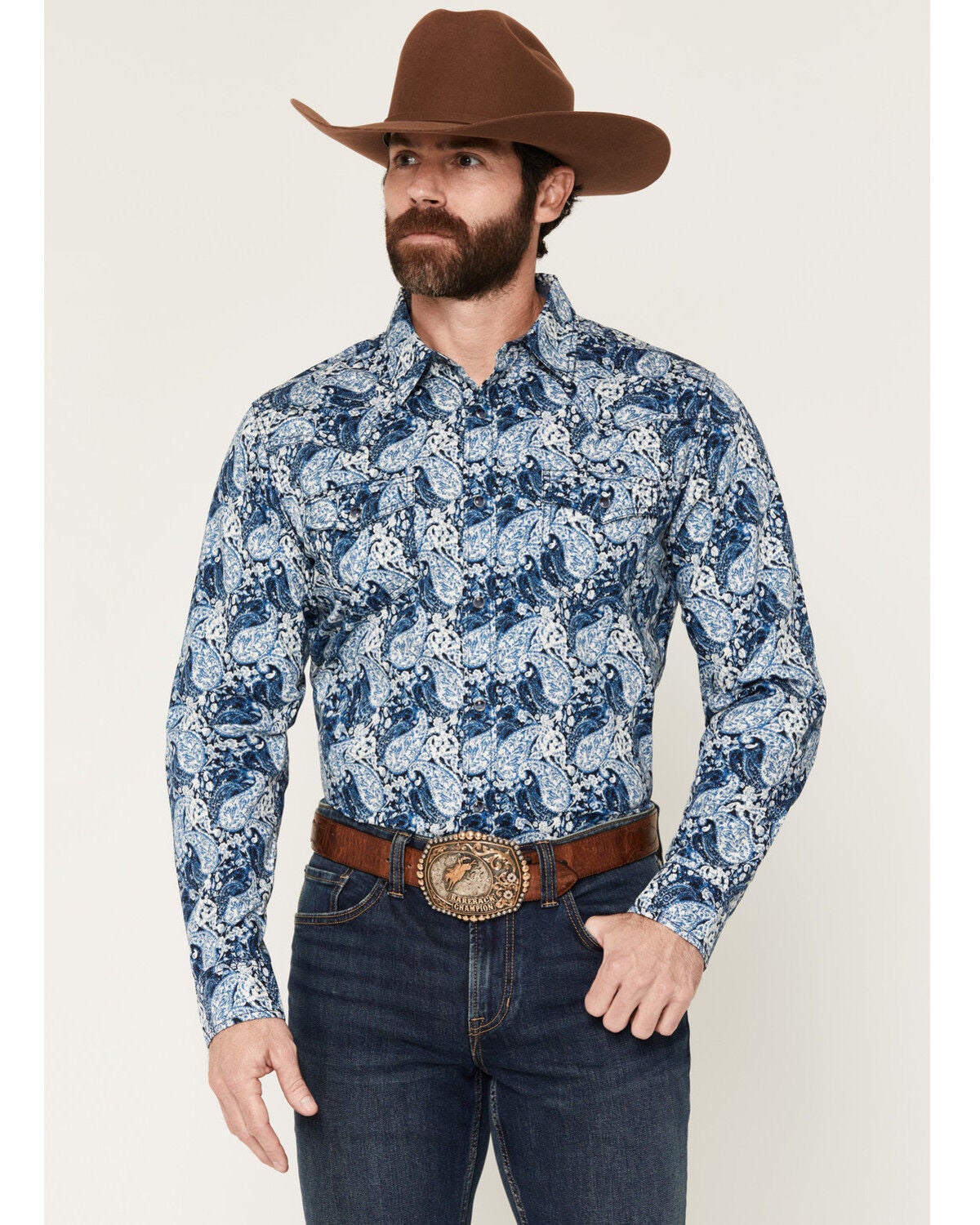 Men's Cody James Escape Route Paisley Print Long Sleeve Snap Western S