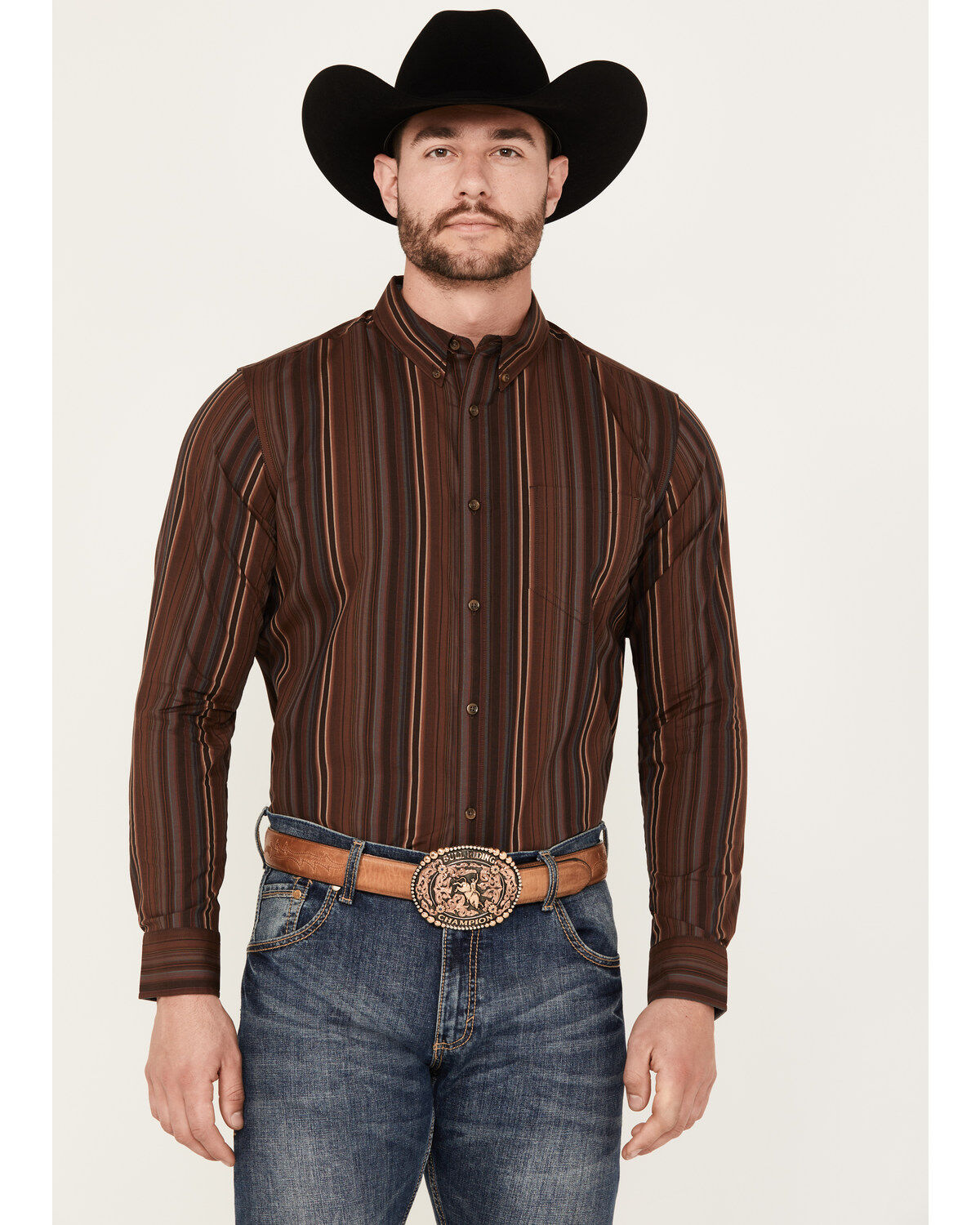 Men's Cody James Preston Striped Print Long Sleeve Button-Down Western