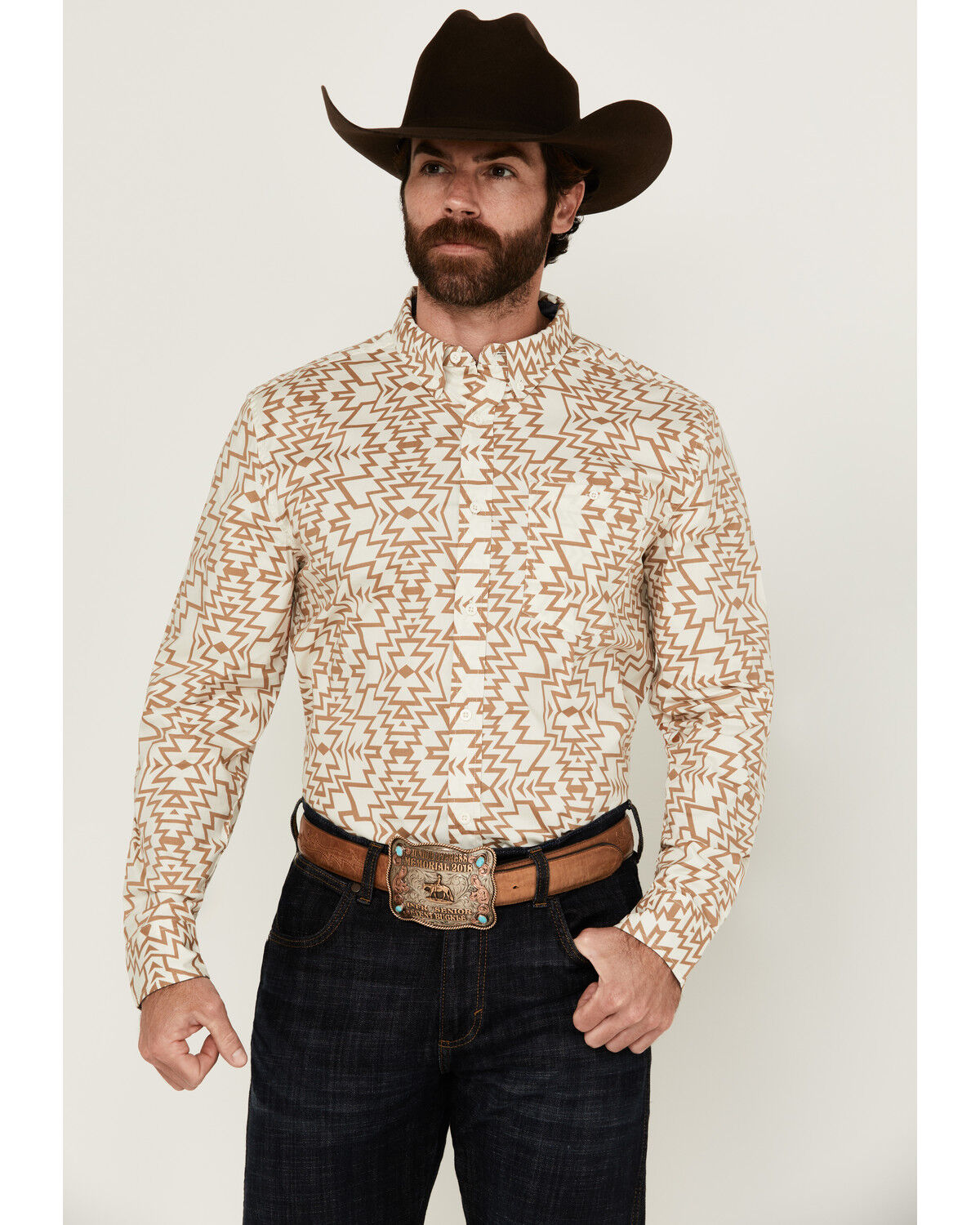 Men's RANK 45 Trinidad Southwestern Print Long Sleeve Button-Down Str