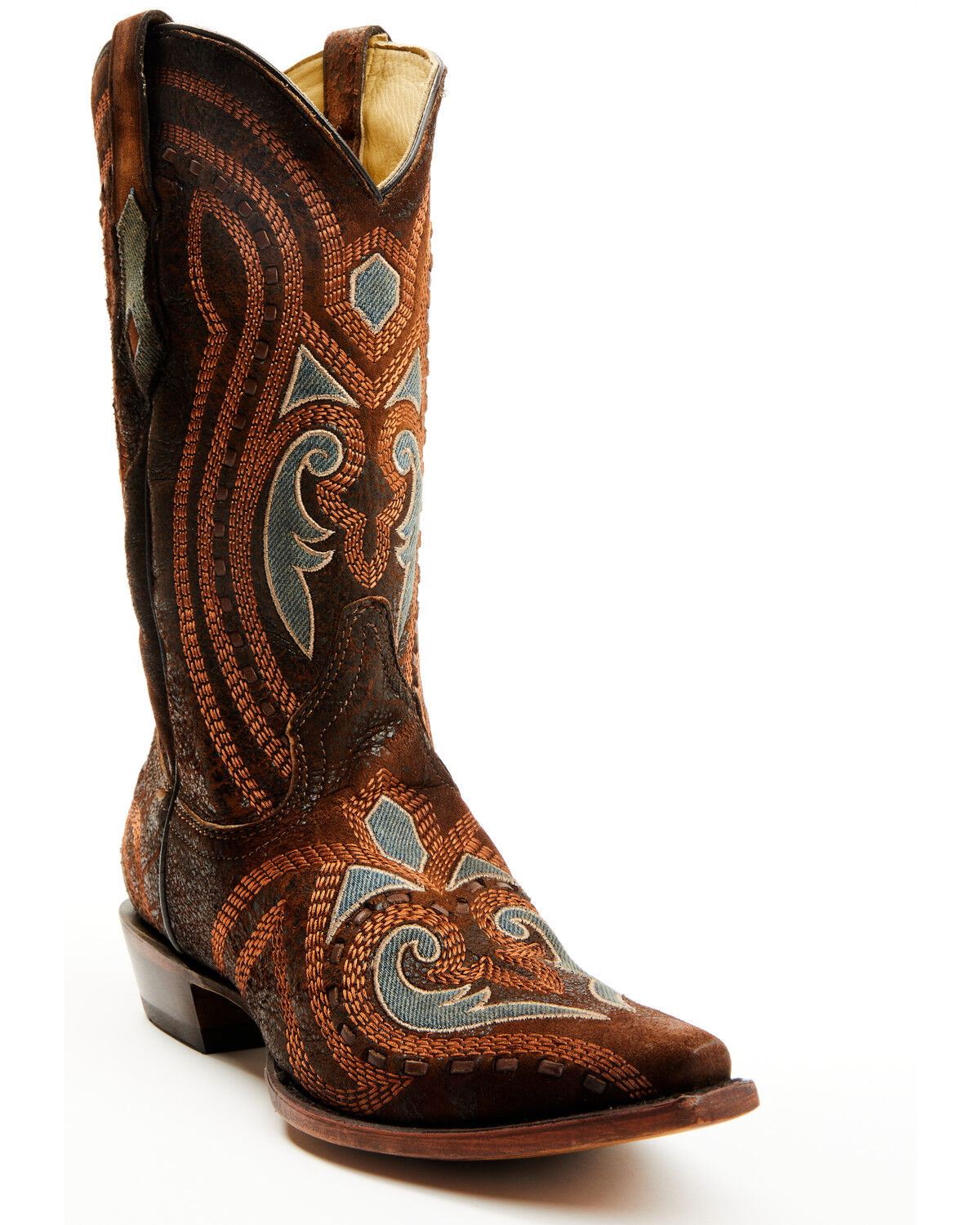 Men's Corral Overlay And Embroidered Western Boots - Snip Toe