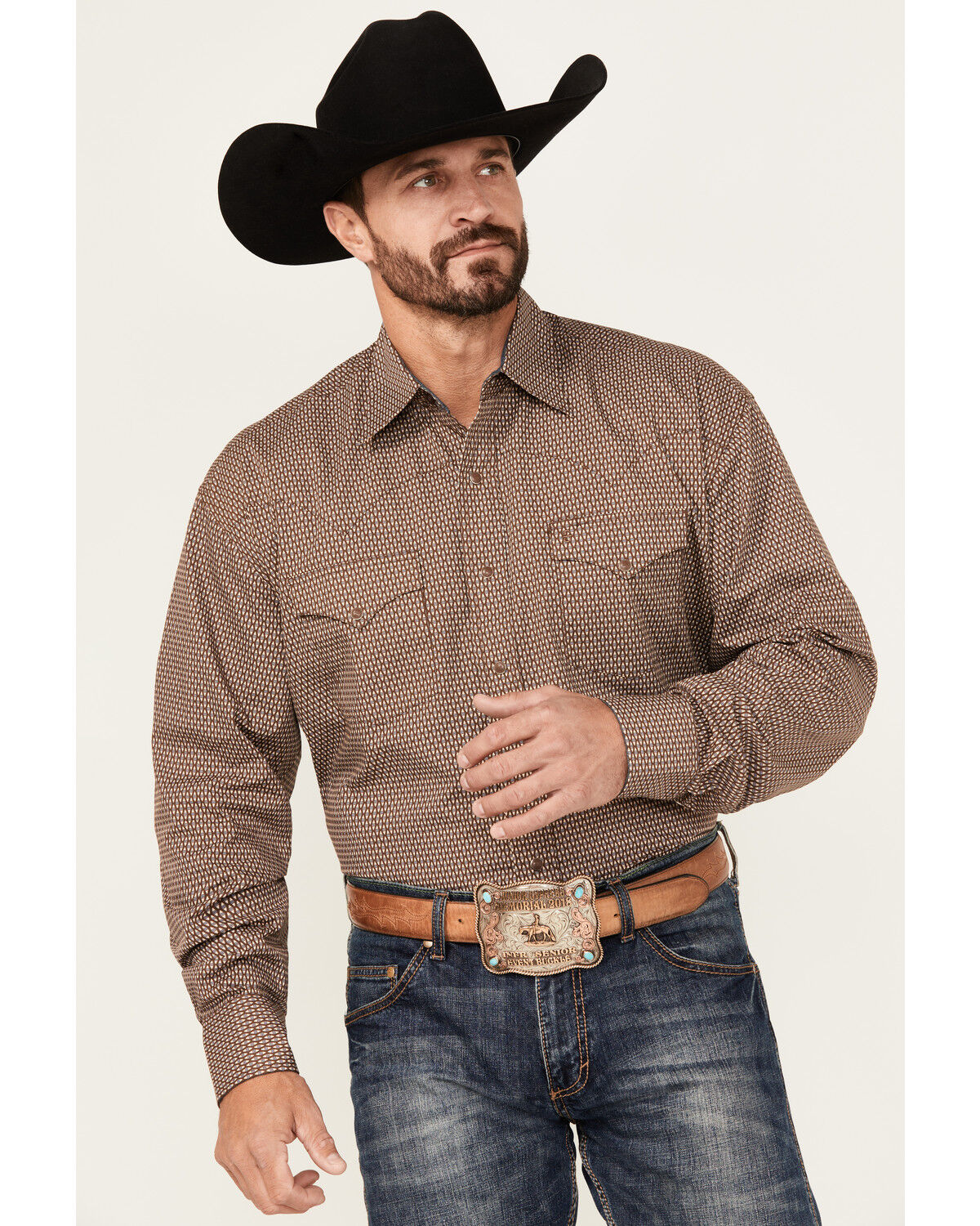 Men's Stetson Geo Print Long Sleeve Snap Western Shirt