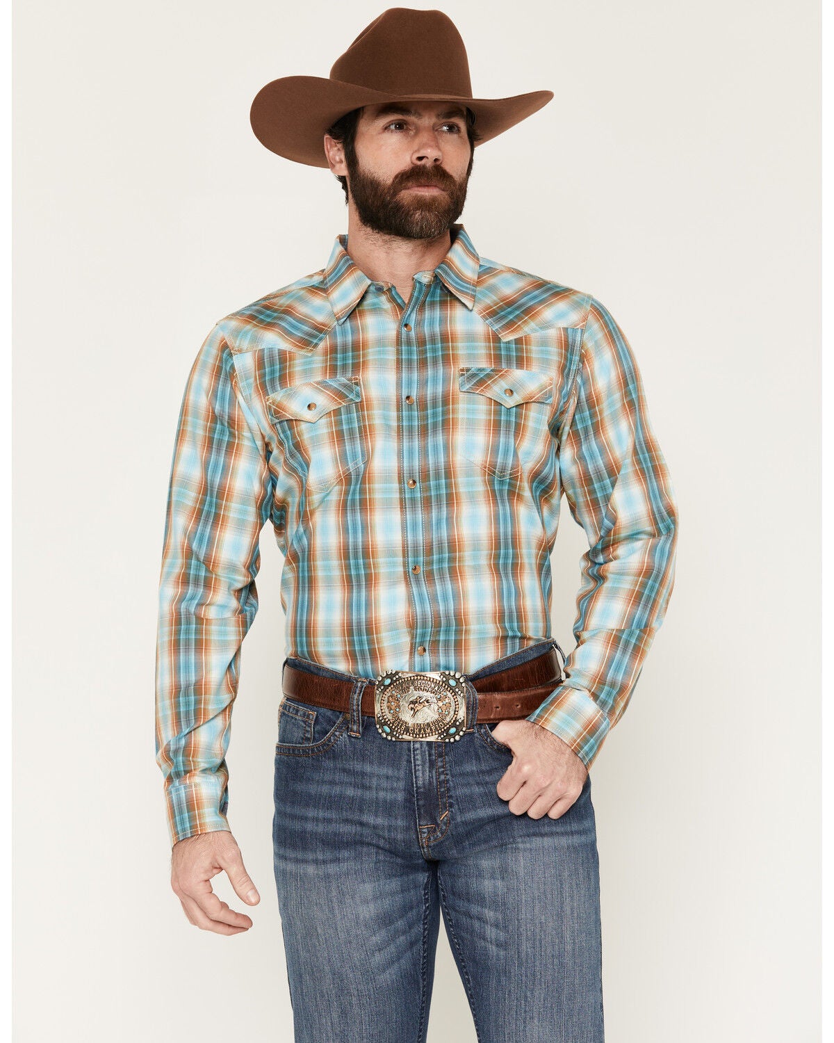Men's Cody James Solstice Plaid Print Long Sleeve Snap Western Shirt