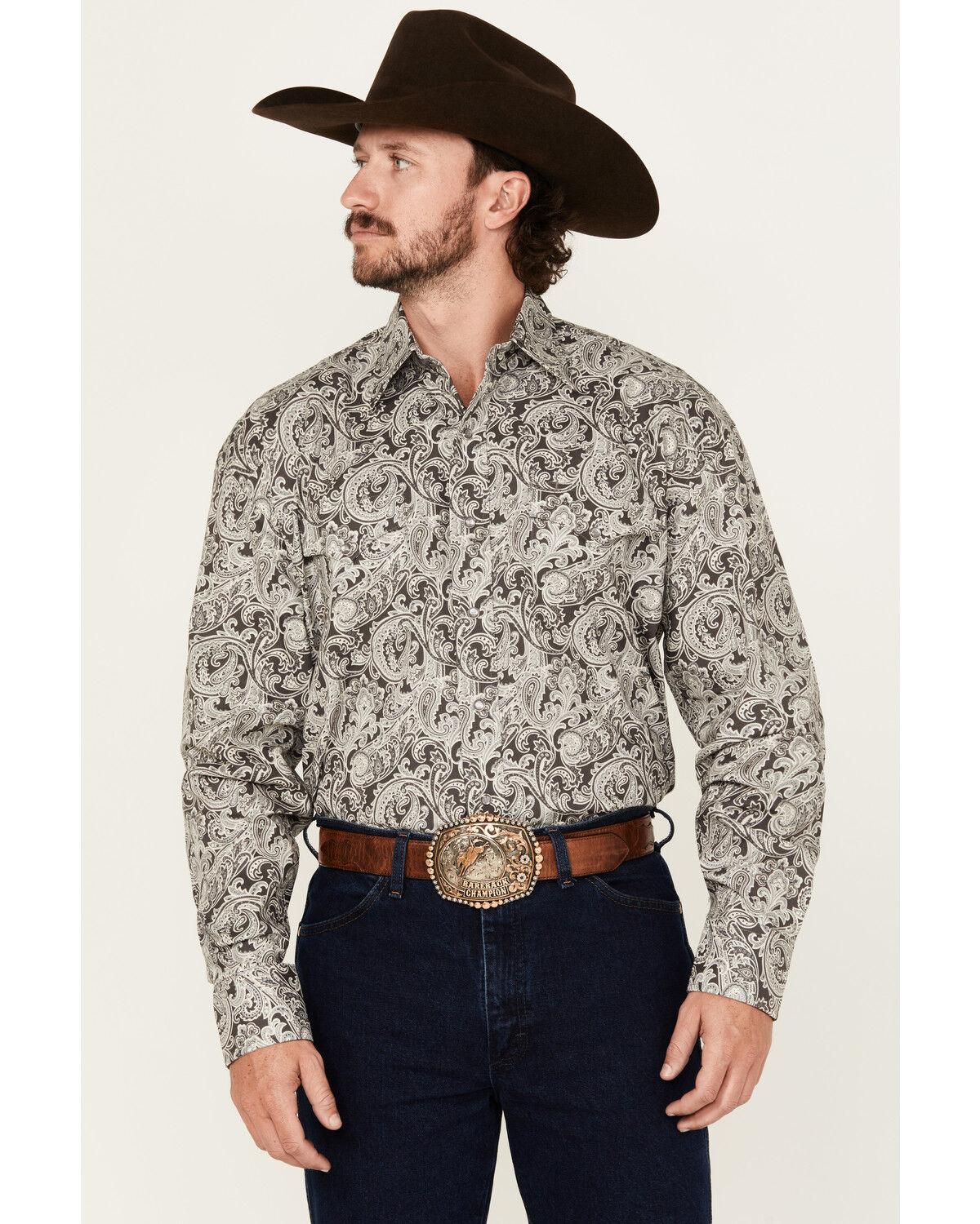 Men's Stetson Paisley Print Long Sleeve Snap Western Shirt