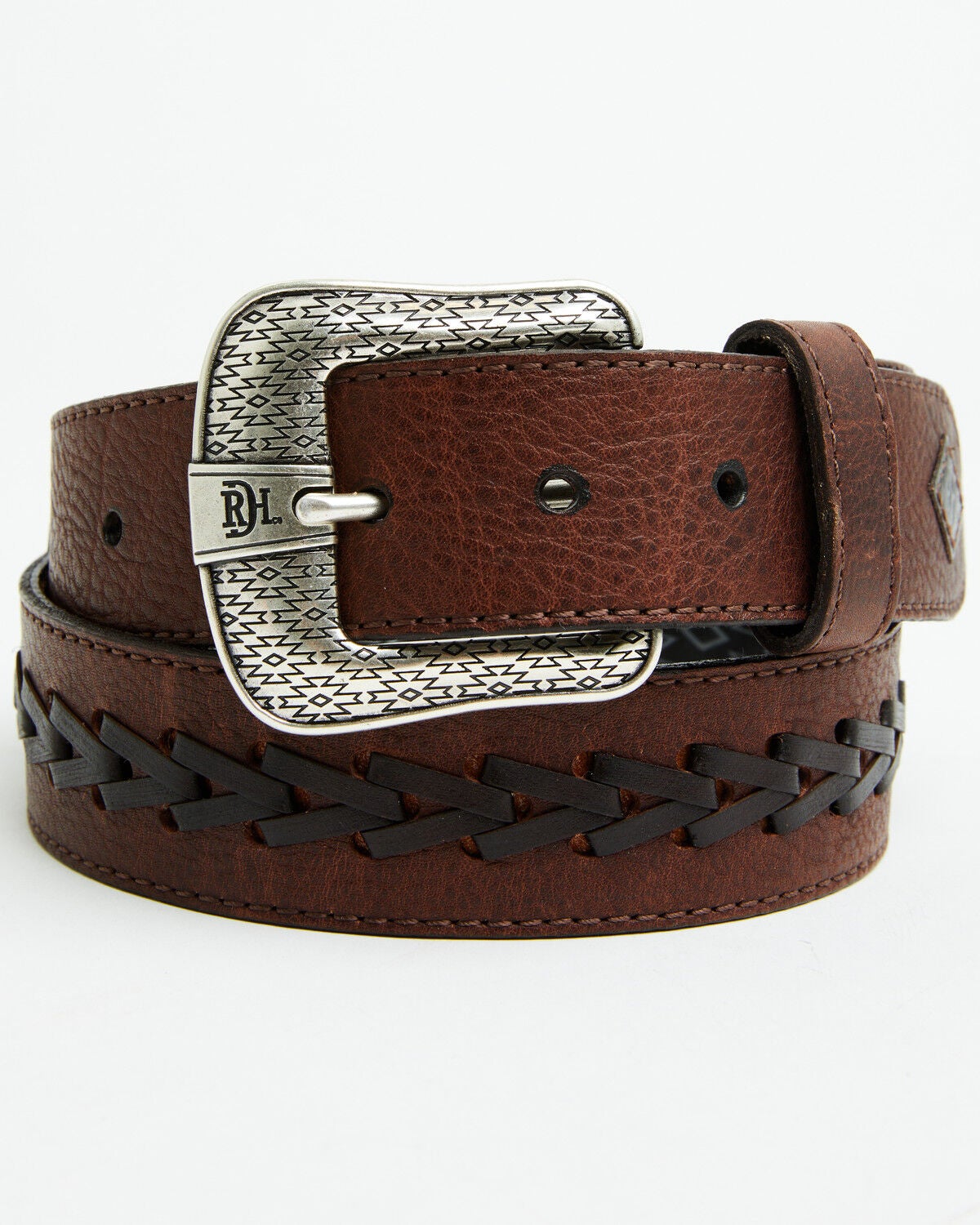 Men's Red Dirt Hat Arrow Stitch Leather Belt
