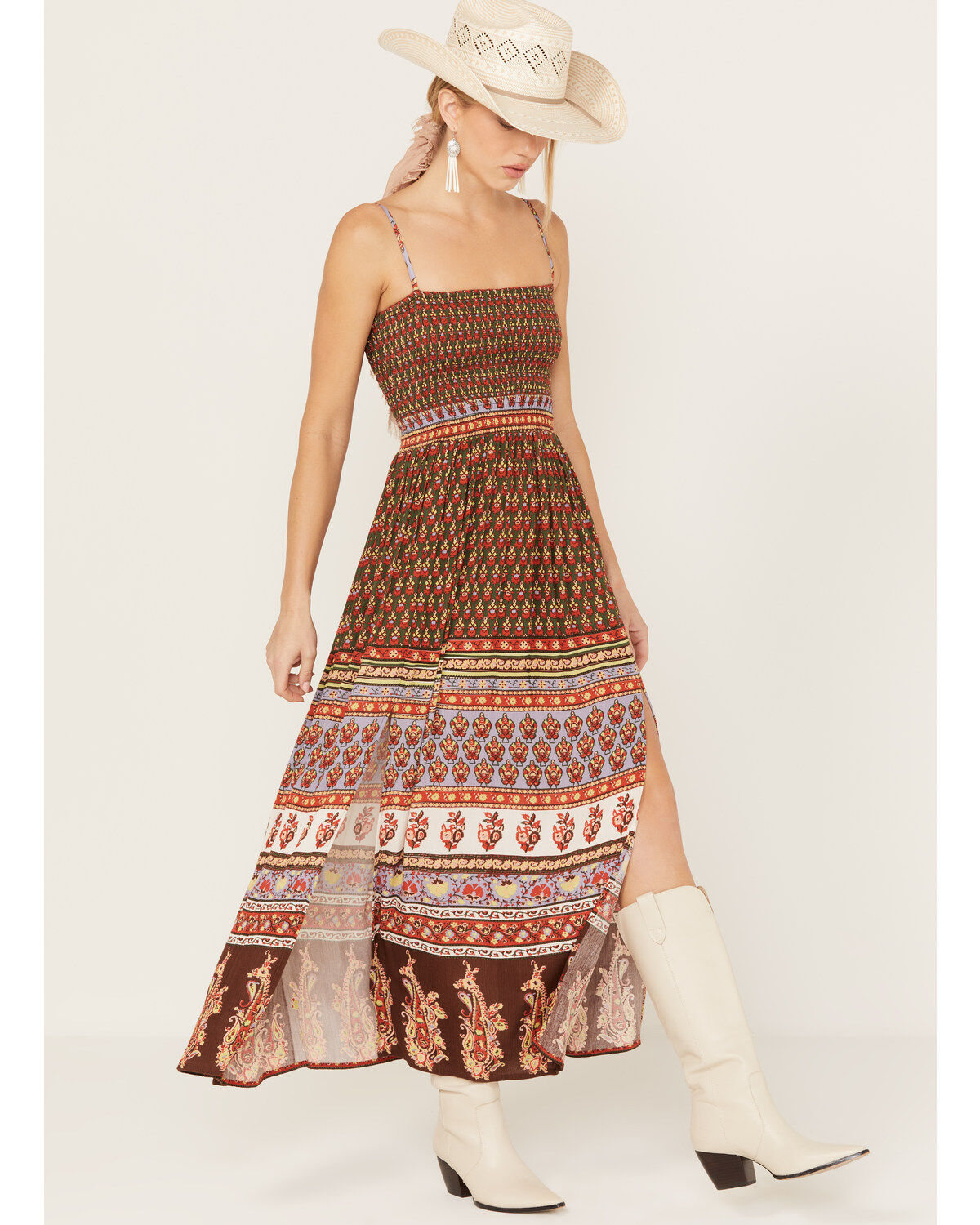Women's Shyanne Border Print Smocked Maxi Dress